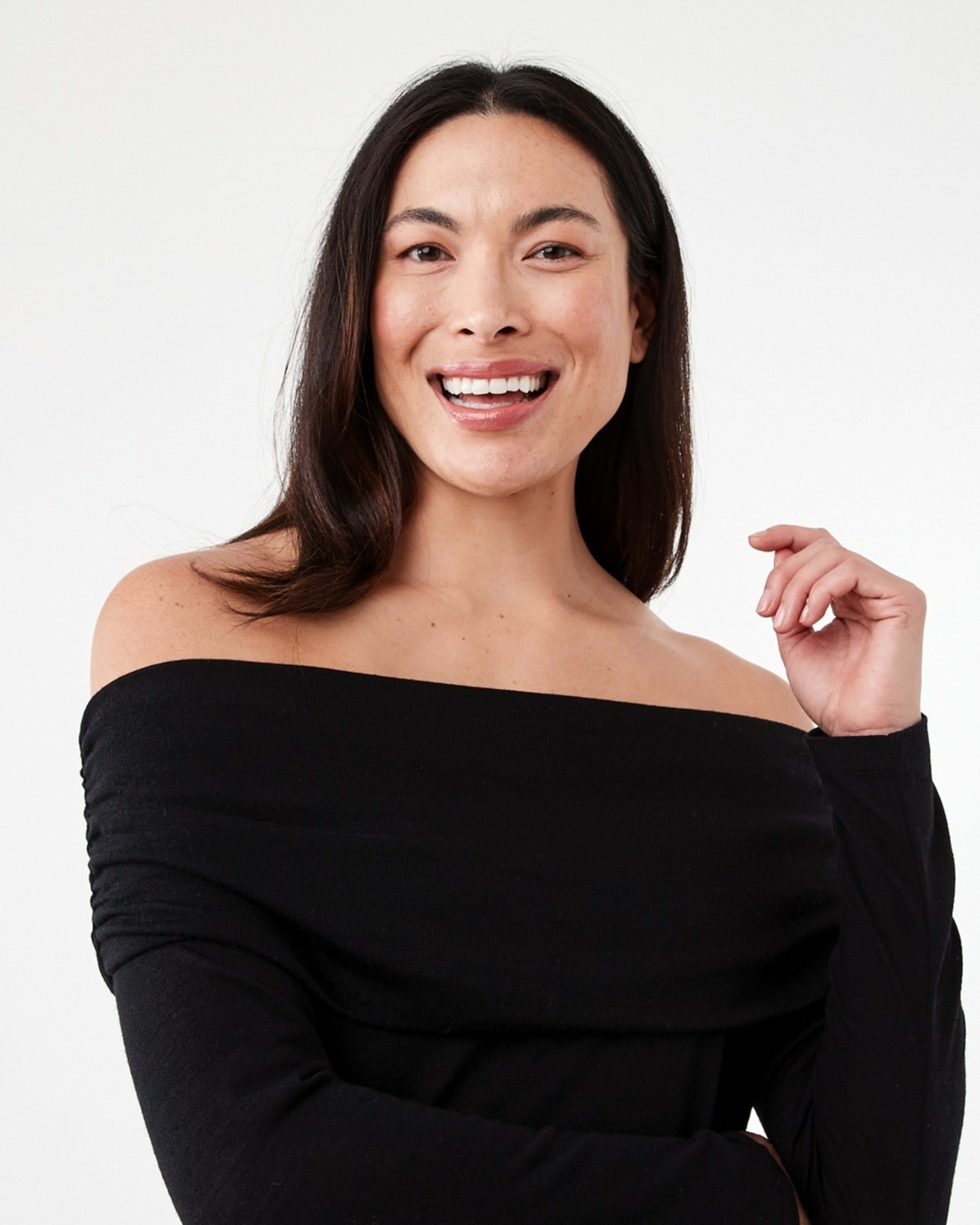 4 Long Sleeve Off Shoulder Top Black, 4 of 5