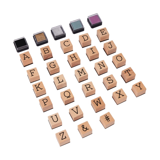 Wooden Stamp Set Alphabet, Upper Case Kmart