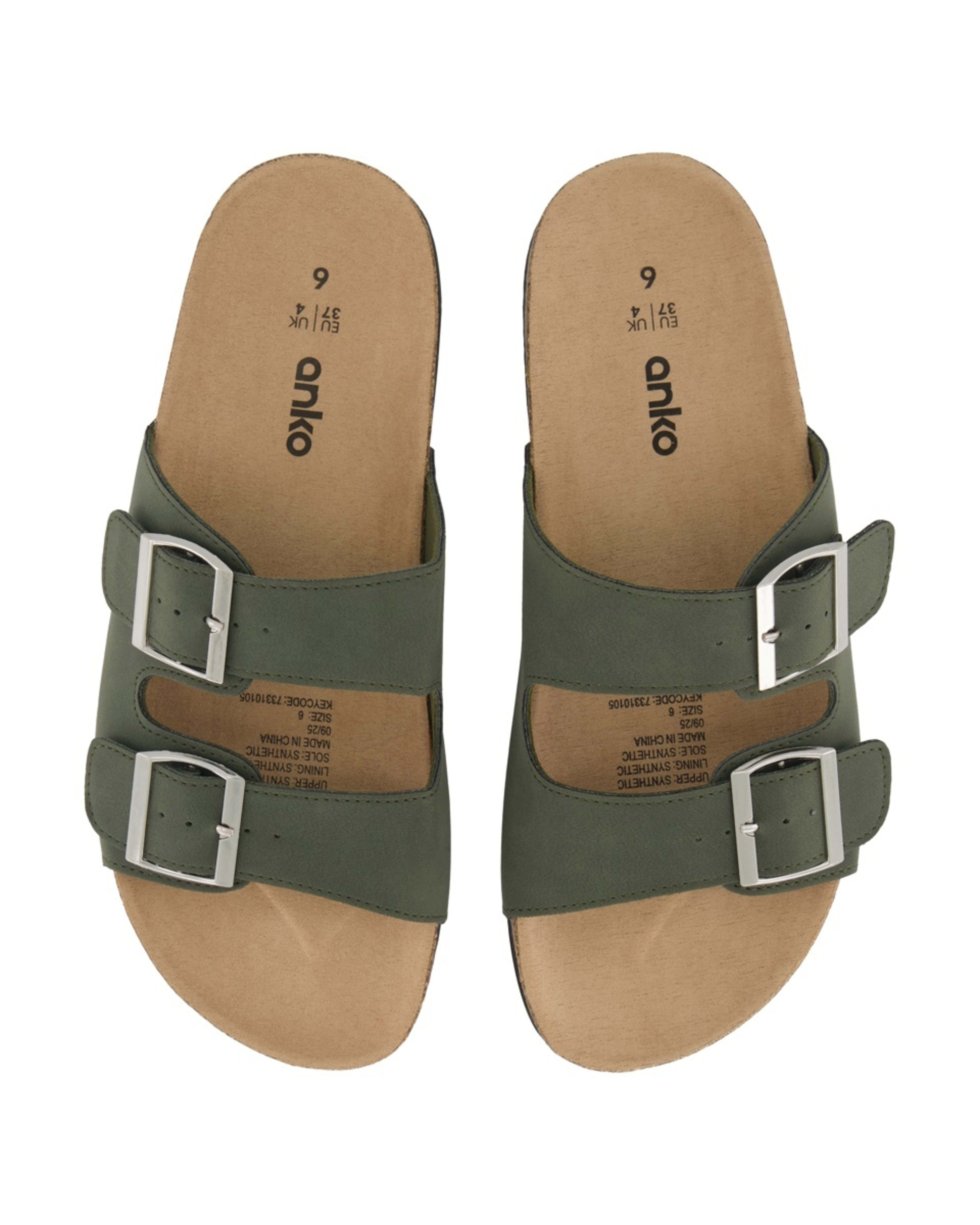 3 Two Band Buckle Footbed Slides Grn Beetle, 3 of 3