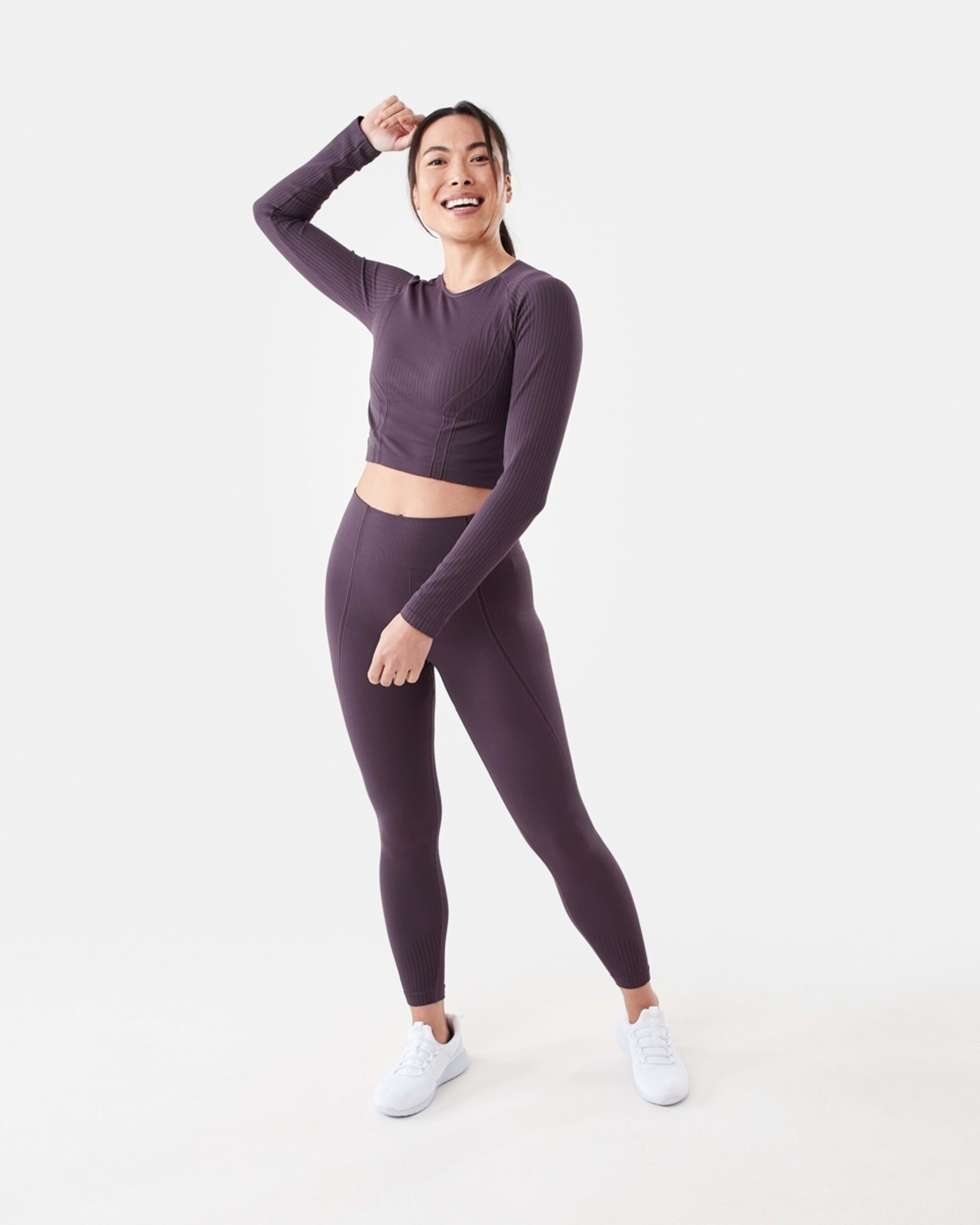 7 Active Womens Long Sleeve Seamfree Top Pur Rasin, 7 of 7