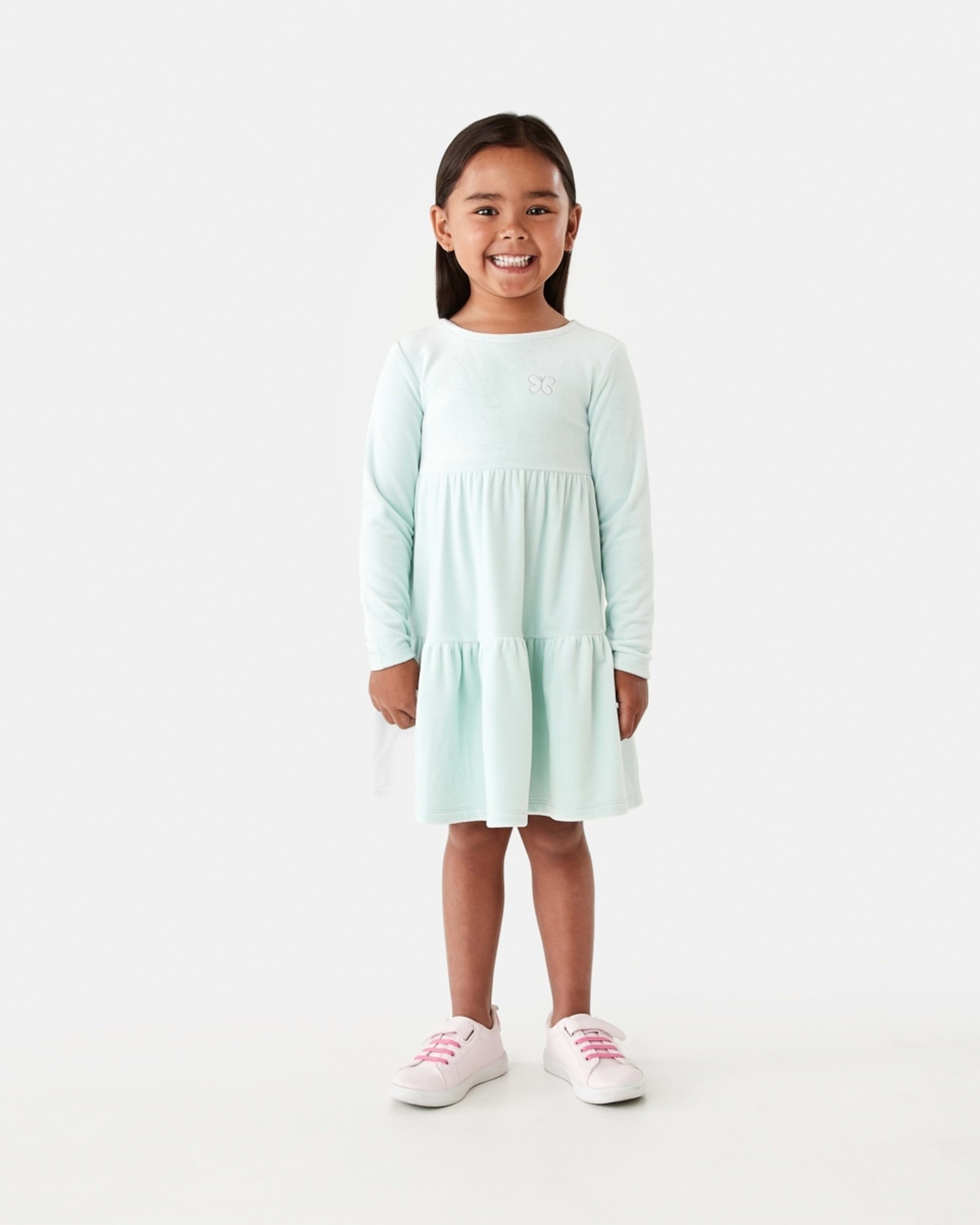 6 Long Sleeve Velour Tier Dress Butterfly, 6 of 9