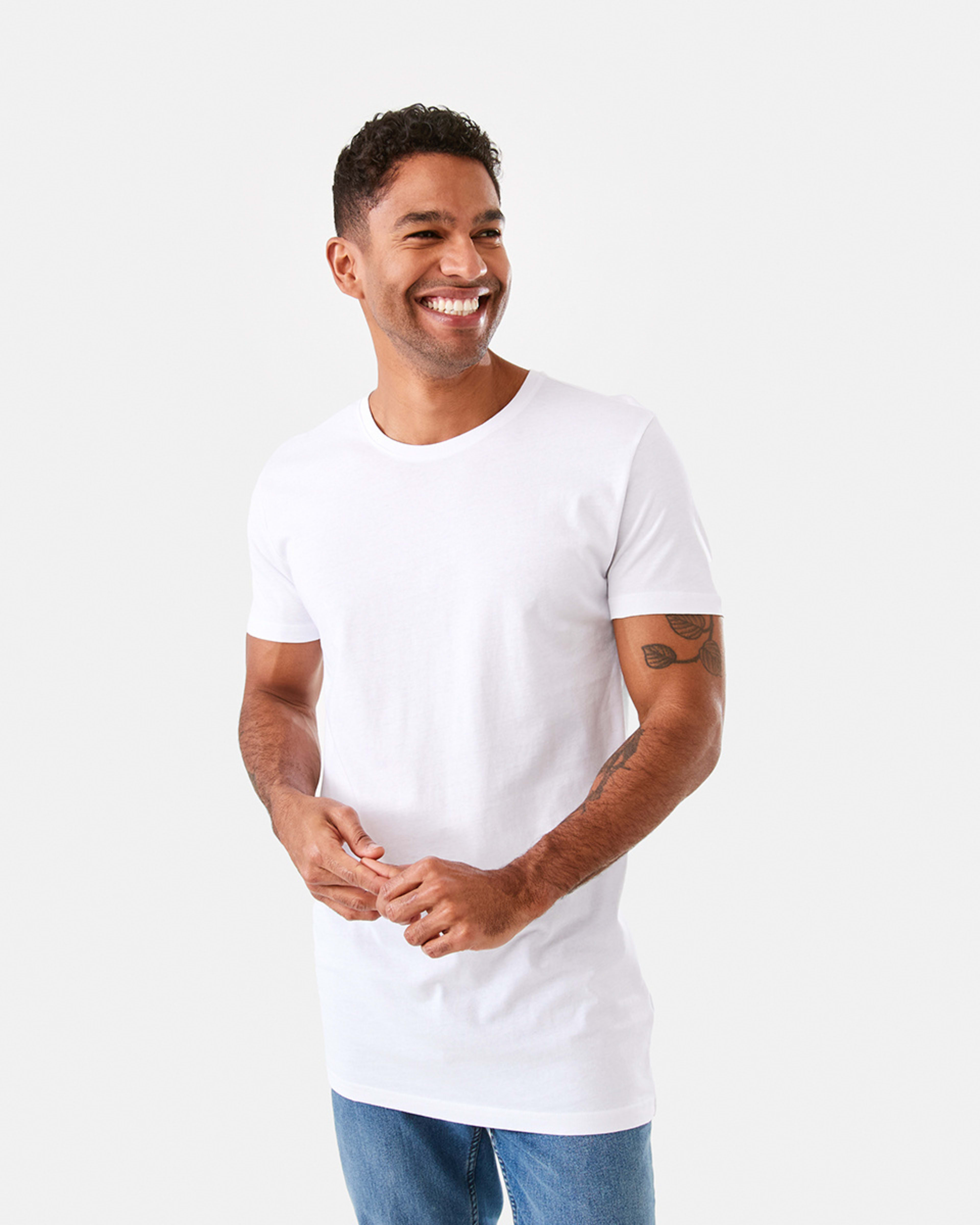 1 Australian Grown Cotton Longline T-shirt White