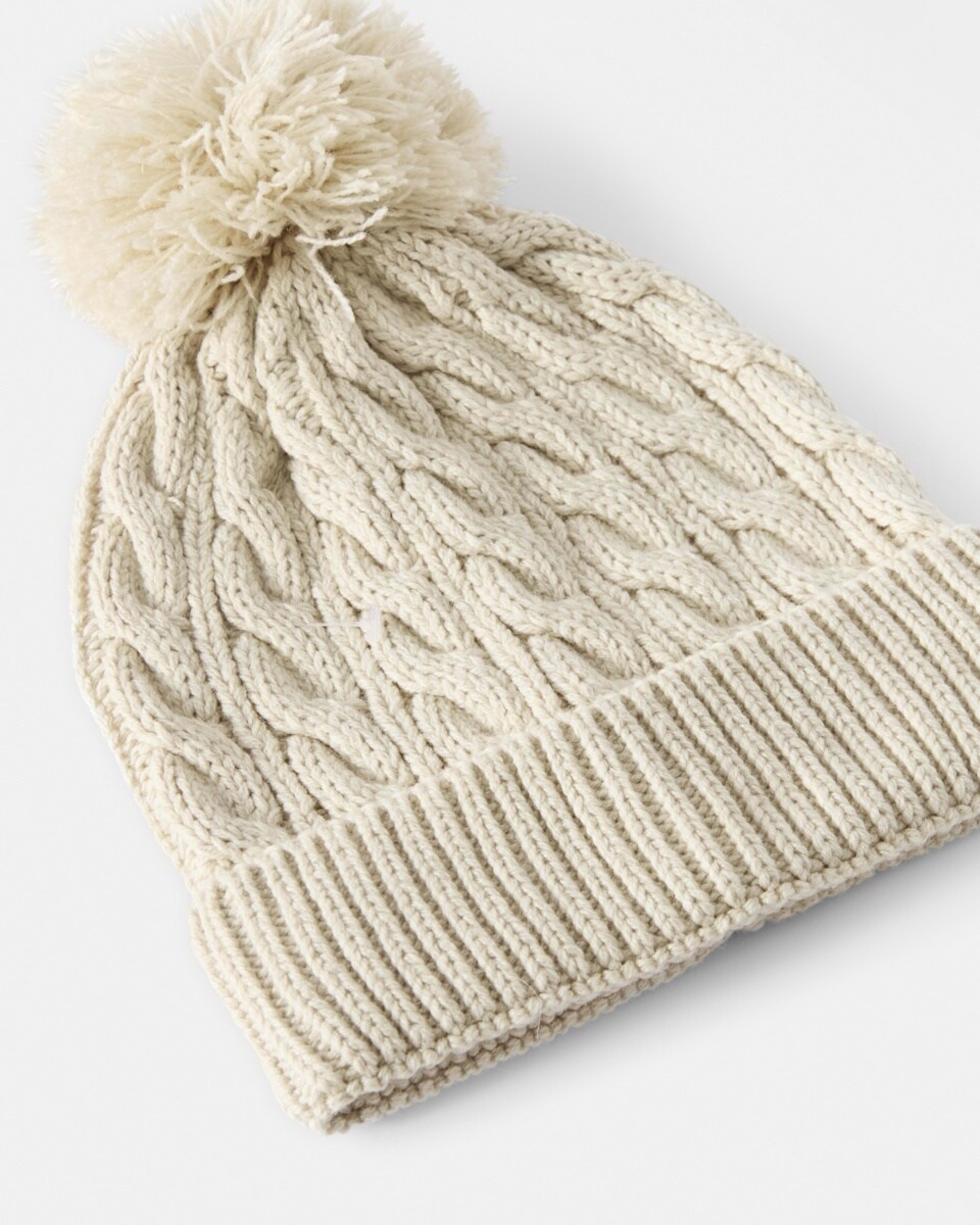 3 Cable Beanie Wht Egret, 3 of 3