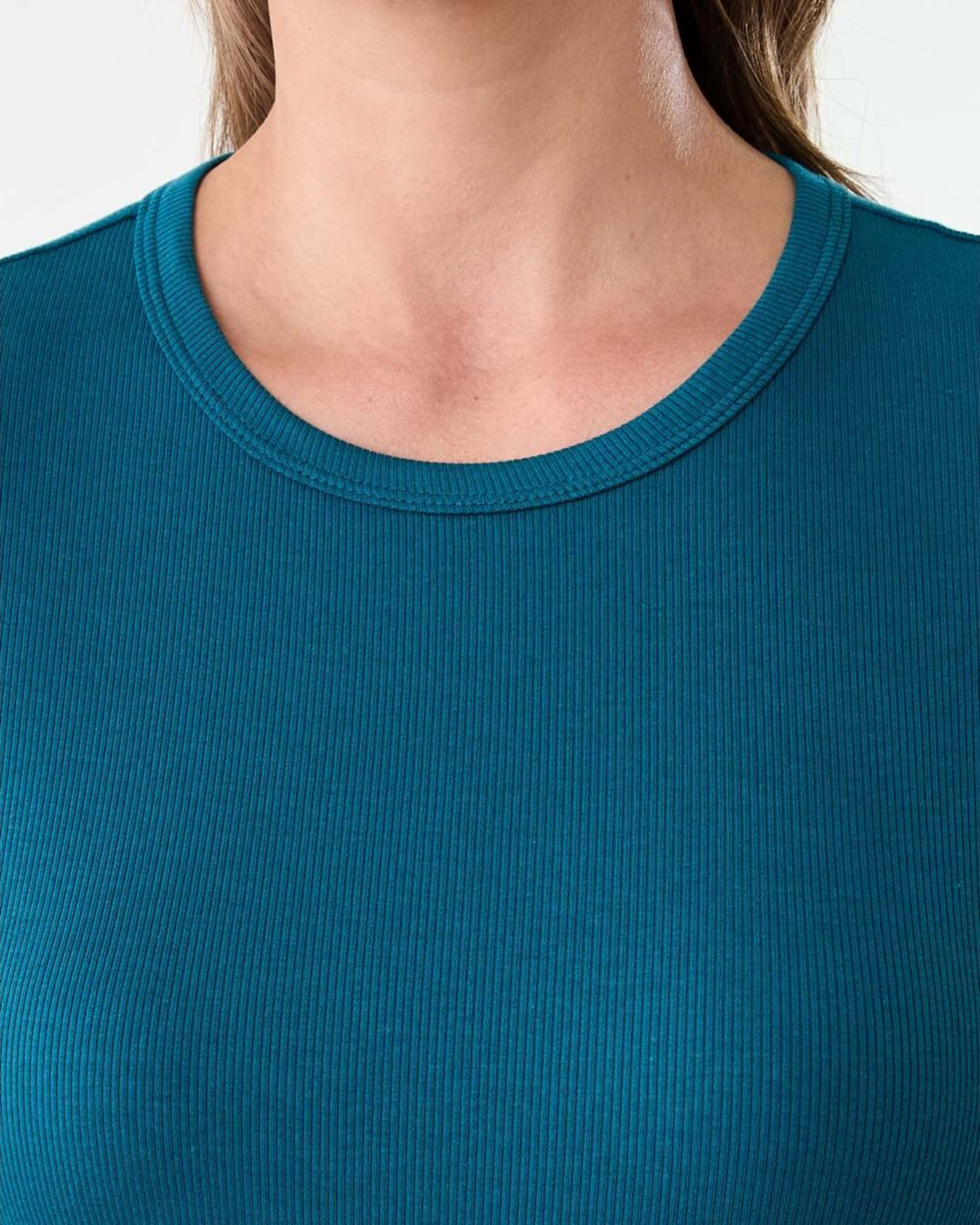 5 Short Sleeve Rib Crew Neck T-shirt Teal Coral, 5 of 6