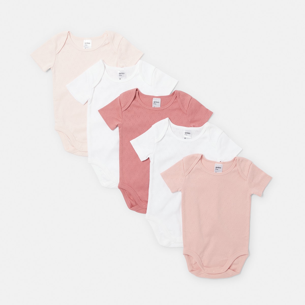 5 Pack Organic Short Sleeve Bodysuit Kmart