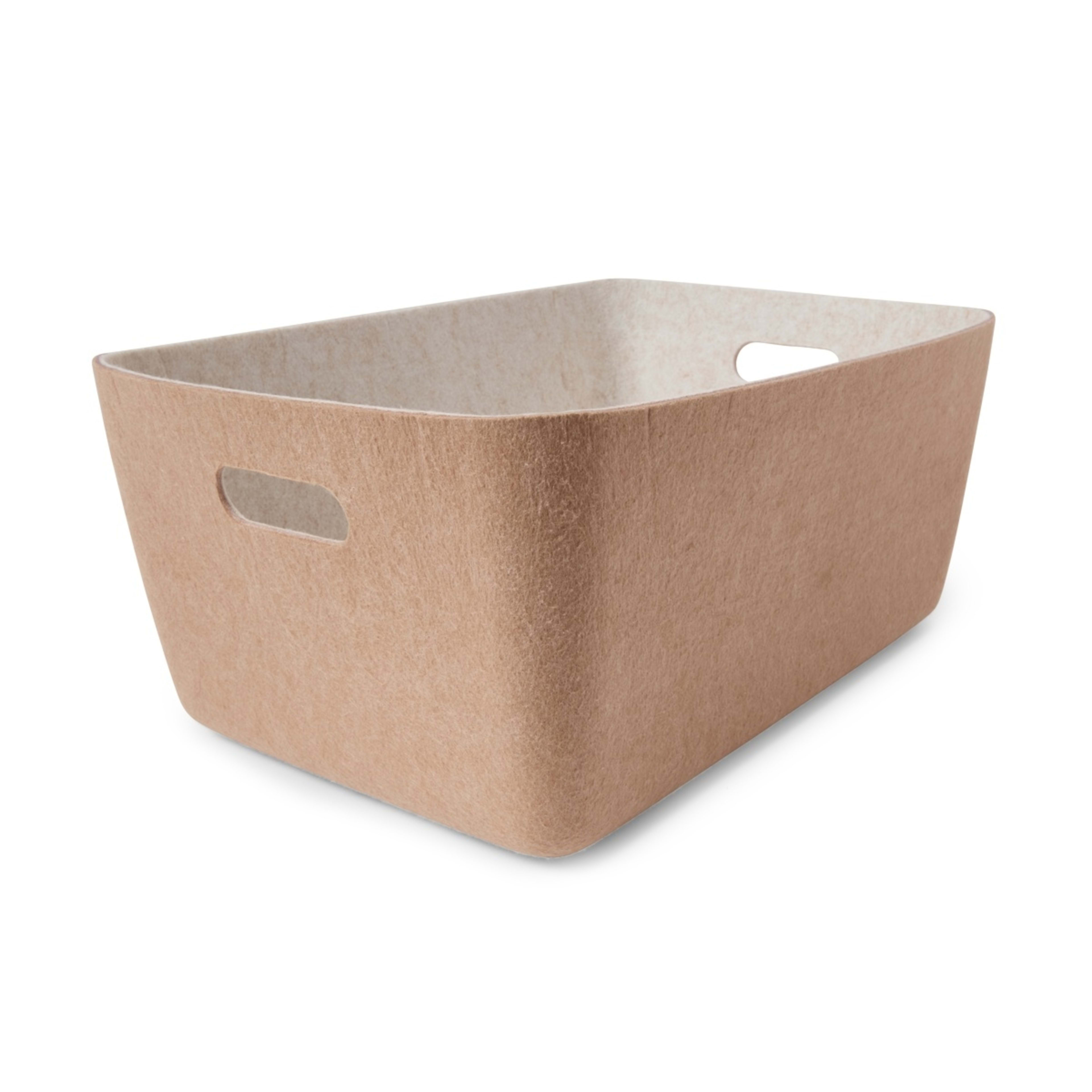 1 Two Tone Flat Felt Basket - Large, Beige
