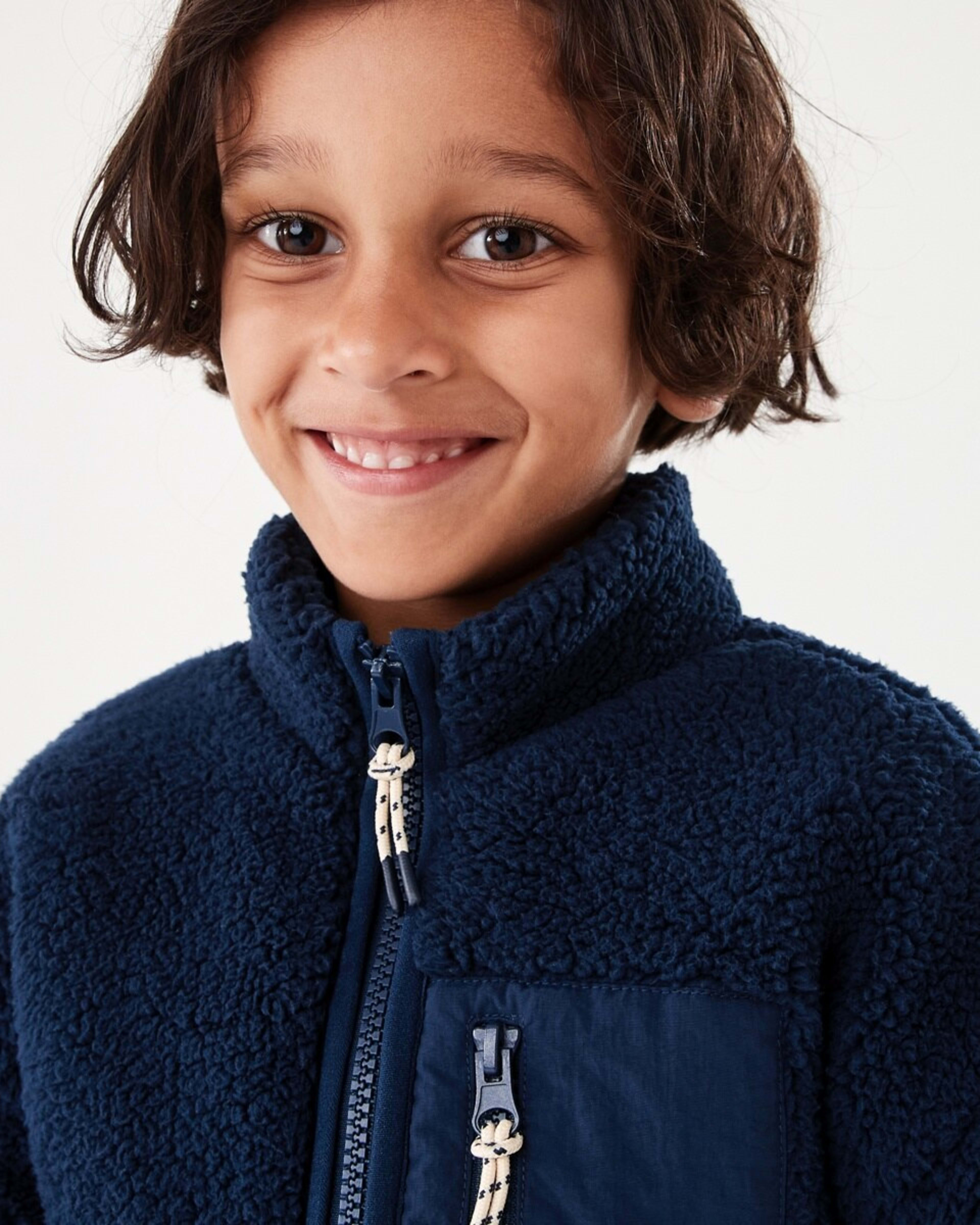 4 Colour Block Sherpa Jacket Dress Blue, 4 of 10