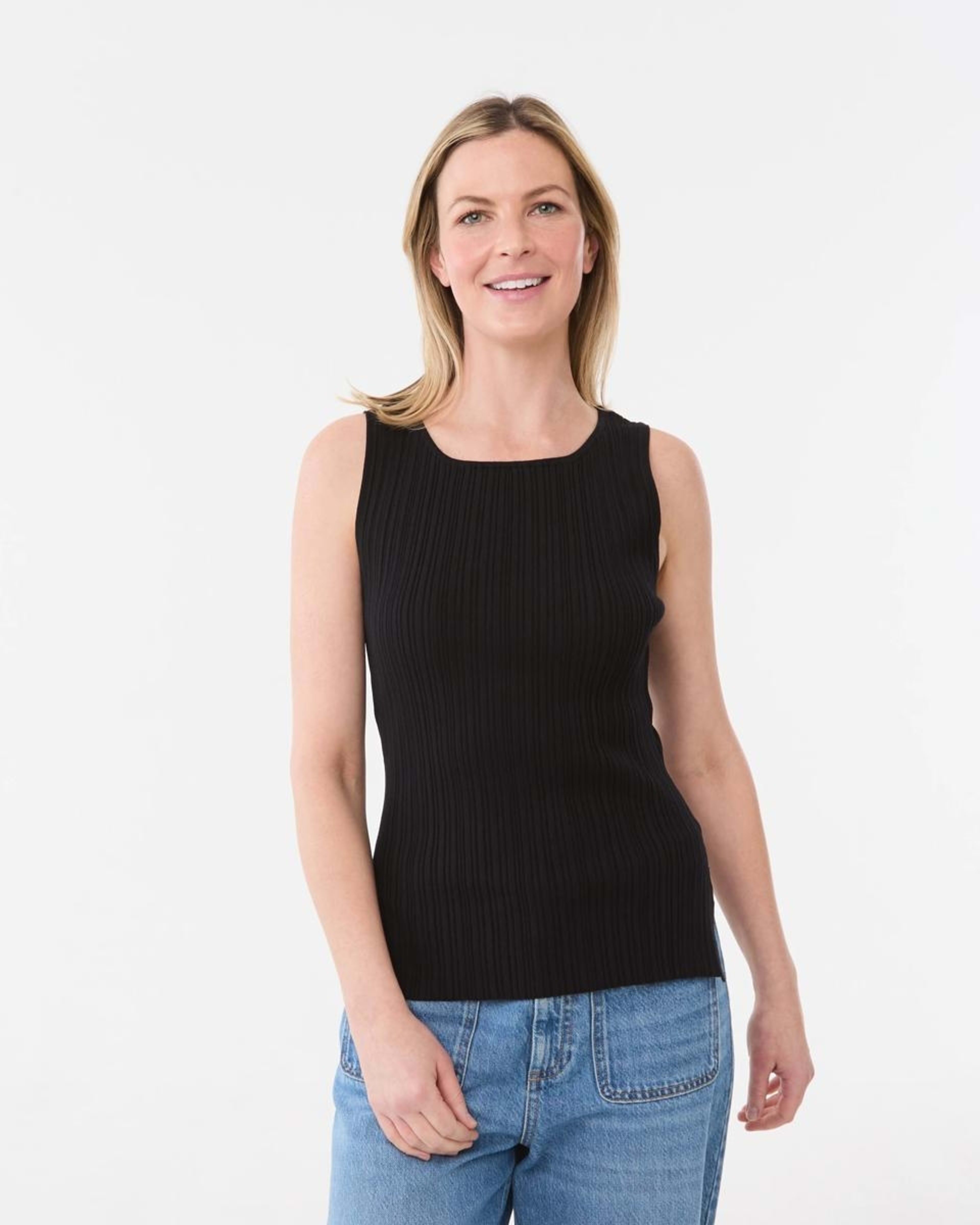 1 Sleeveless Variegated Rib Tank BLACK