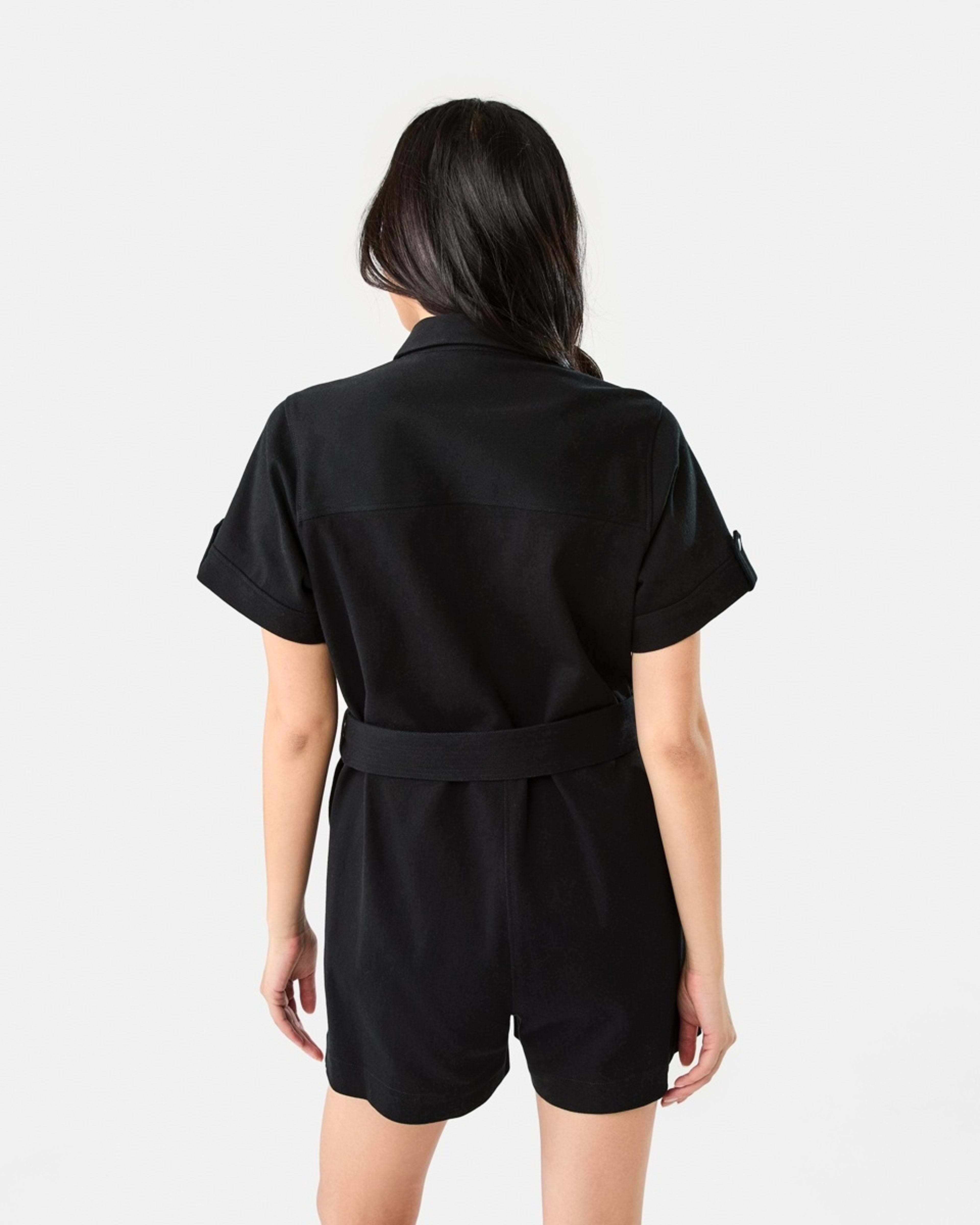 4 Short Sleeve Belted Playsuit BLACK, 4 of 11