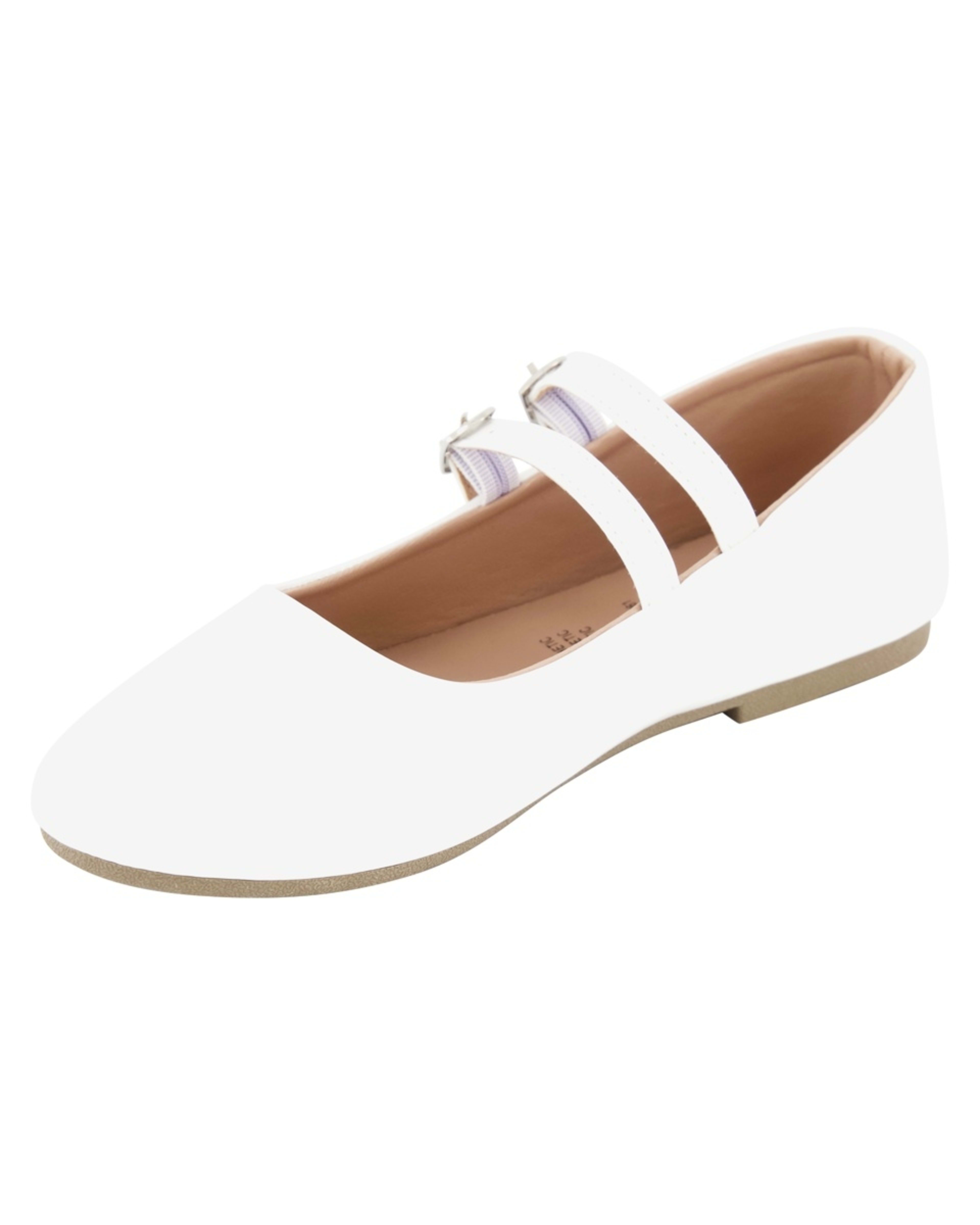3 Senior Double Buckle Flats White, 3 of 5