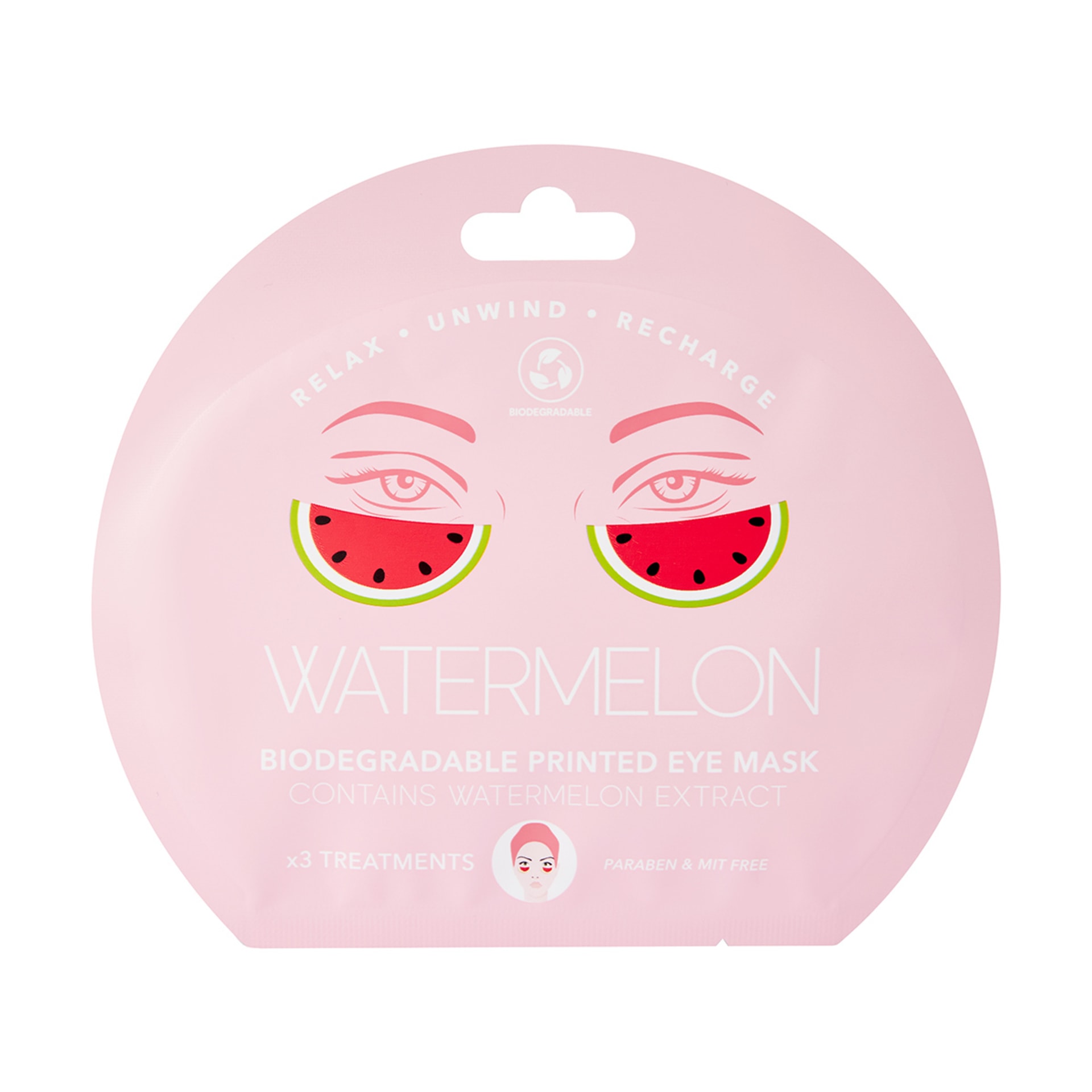 3 Pack Biodegradable Printed Eye Masks Watermelon Extract Kmart