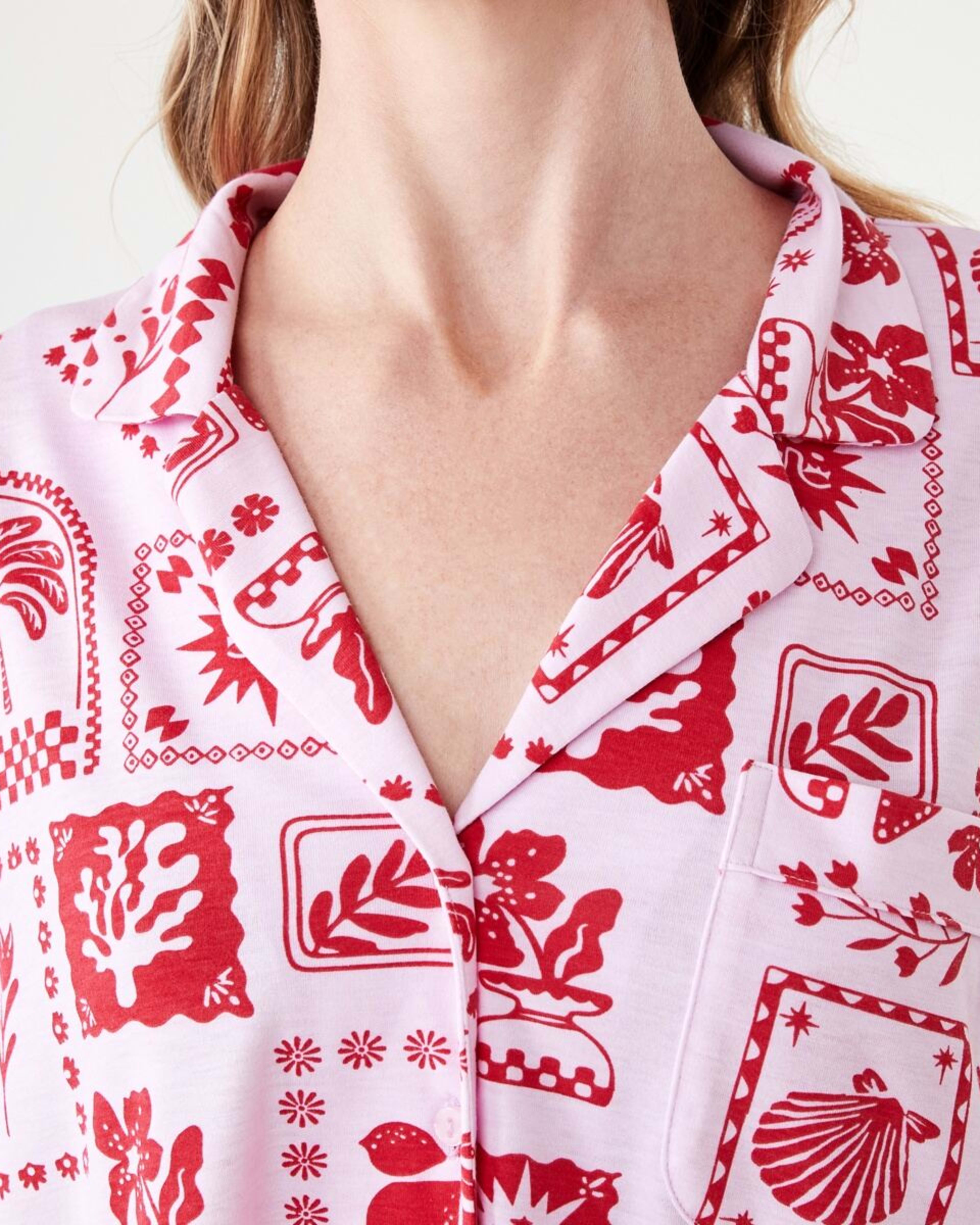 5 Long Sleeve Top and Shorts Comfort Pyjama Set VACAY STAMP PINK LADY, 5 of 8