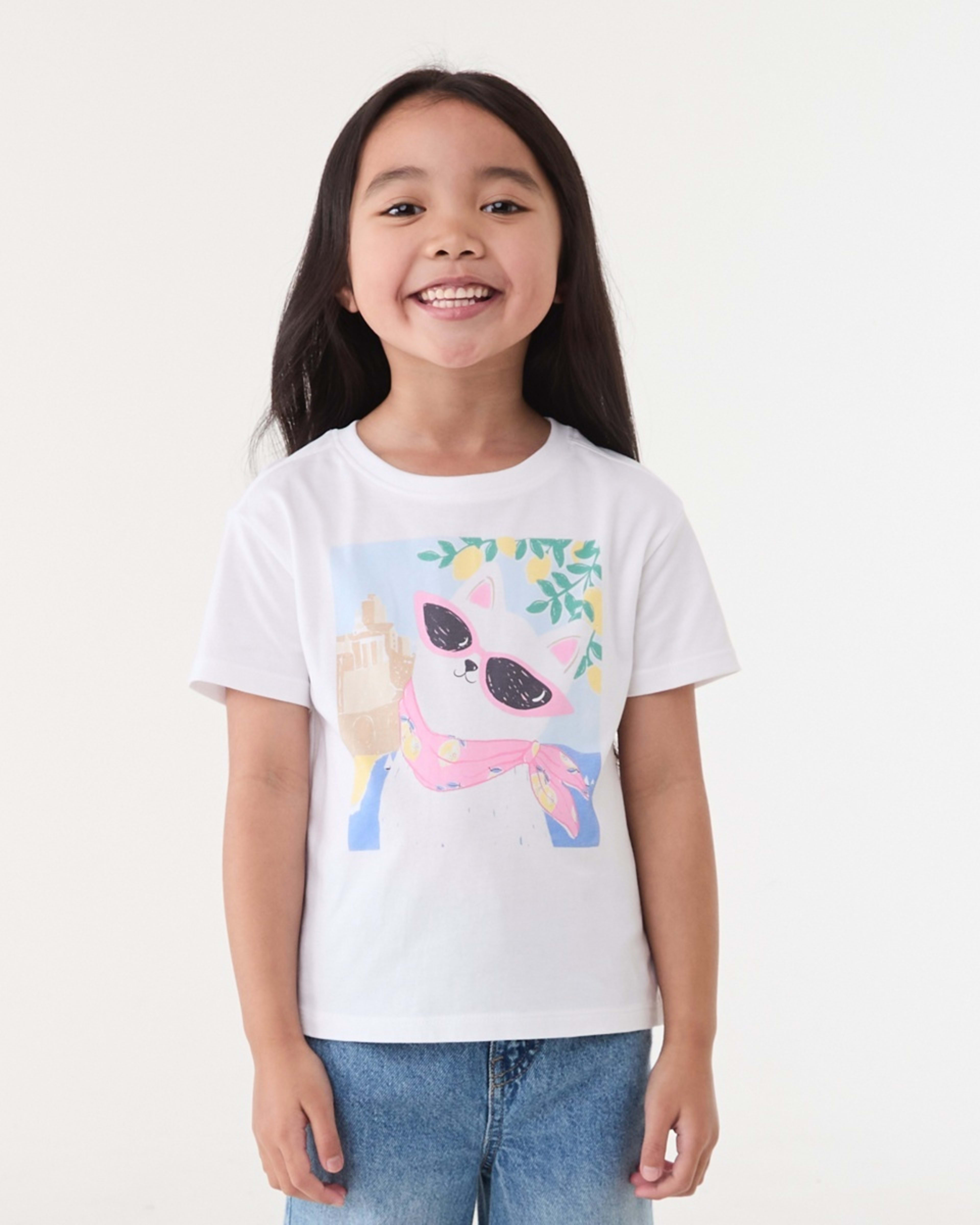 1 Print T-shirt CAT ON AMALFI COAST WHITE