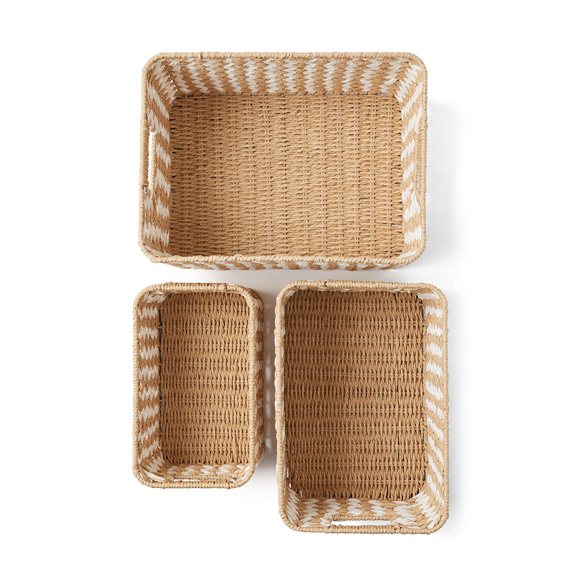 Set of 3 Rectangle Baskets Brown Kmart