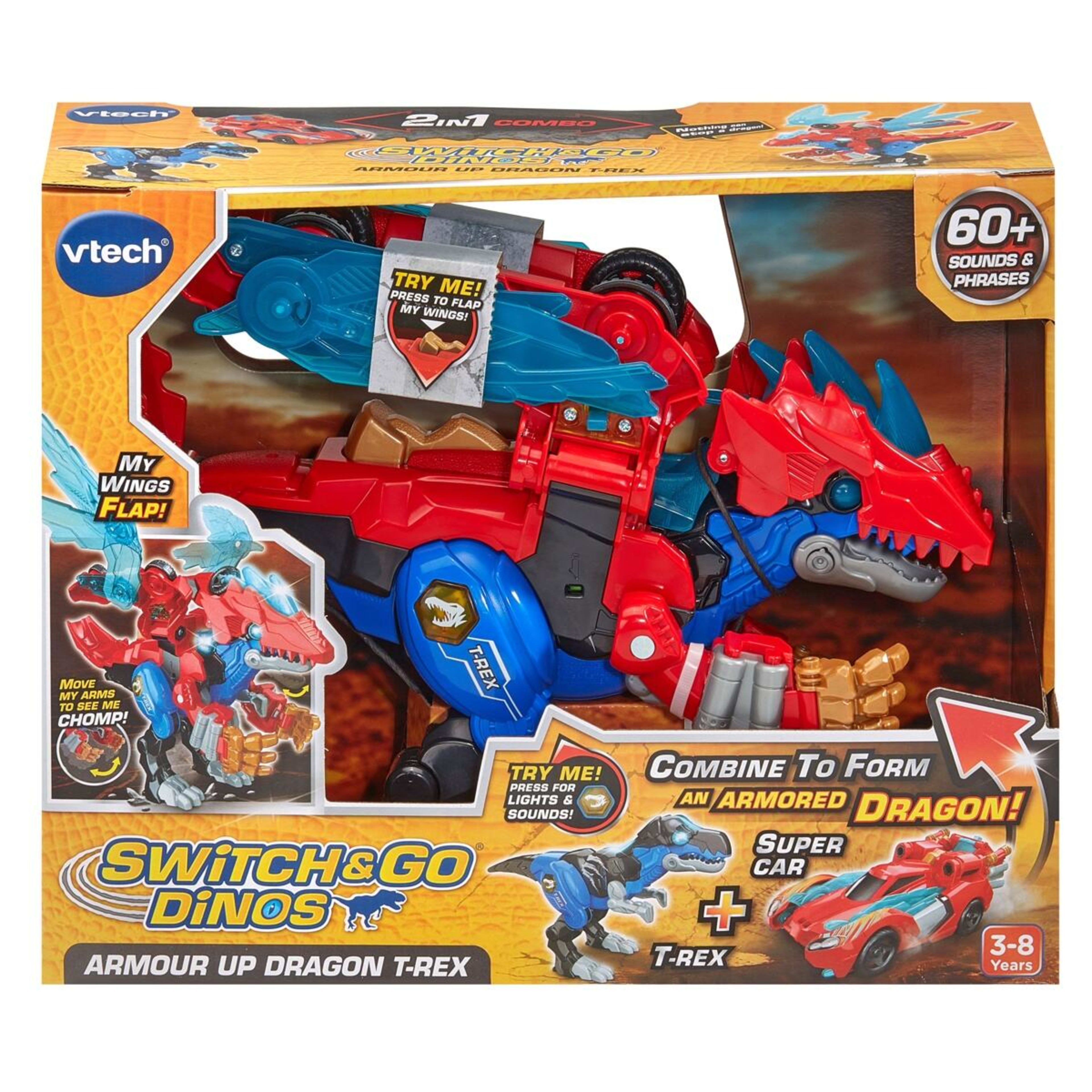1 VTech Switch & Go Dinos Armour Up Dragon T-Rex, 1 of 8