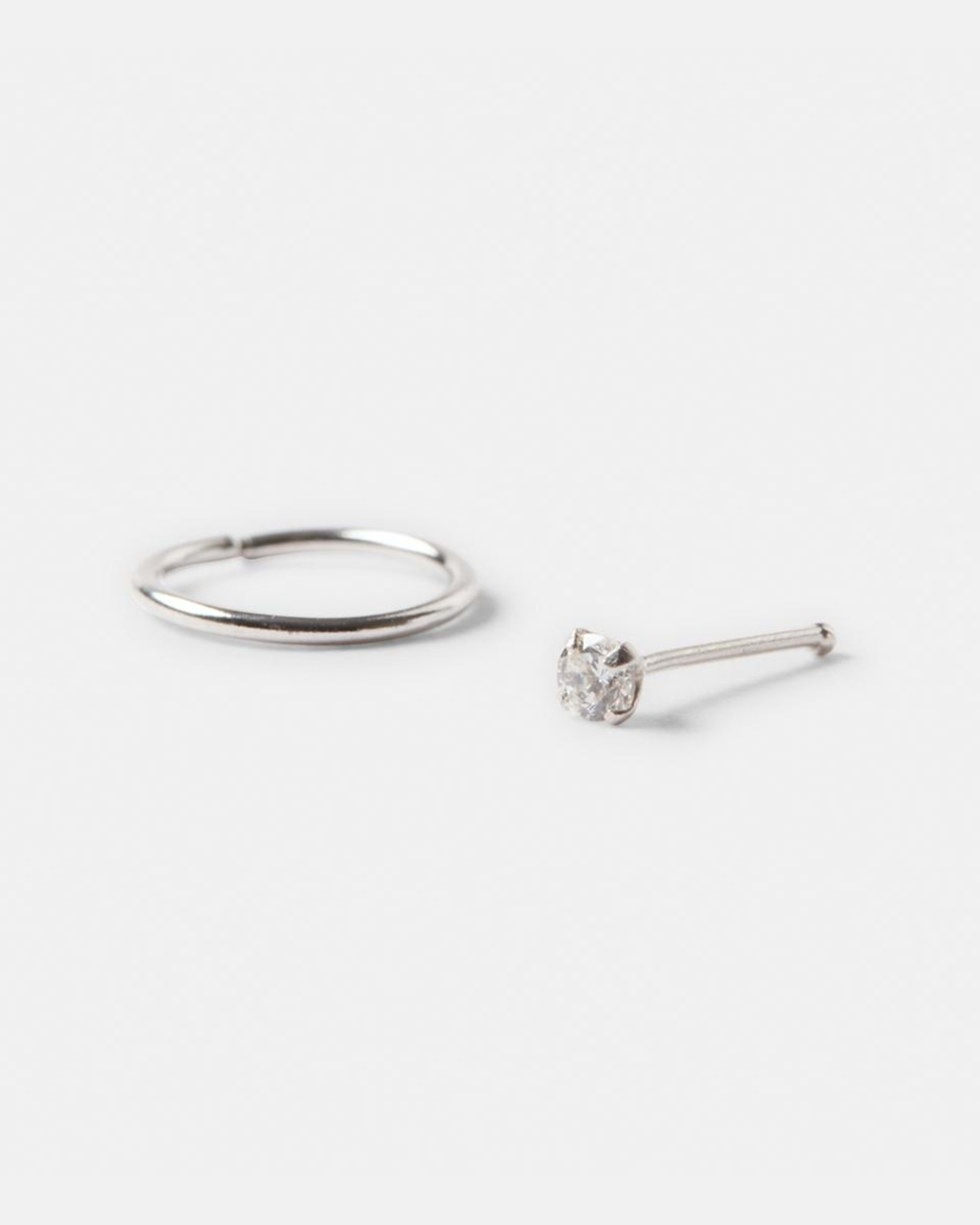 2 Sterling Silver Stud and Nose Ring - Silver Tone Silver, 2 of 3