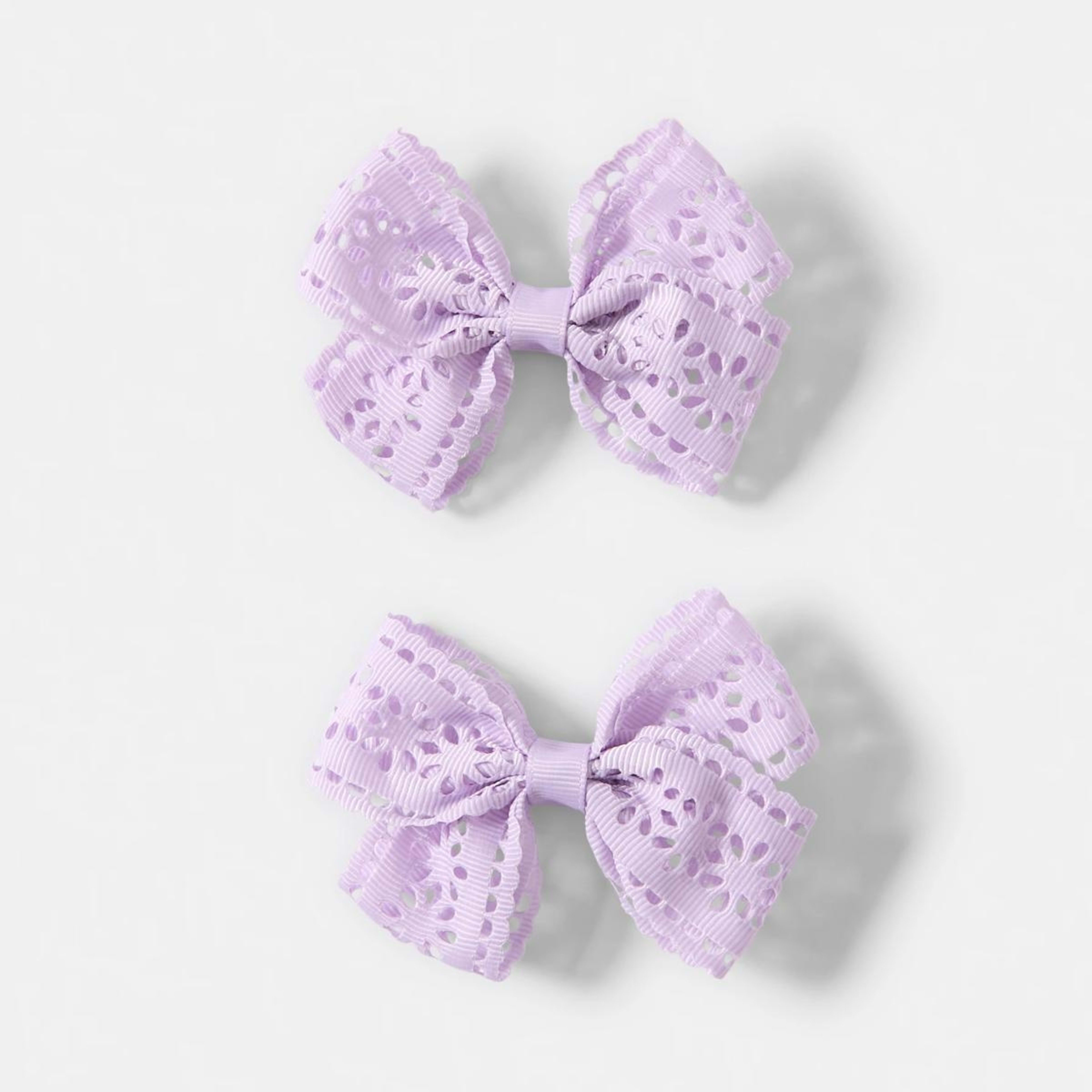 1 2 Pack Purple Laser Cut Bow Hair Clips