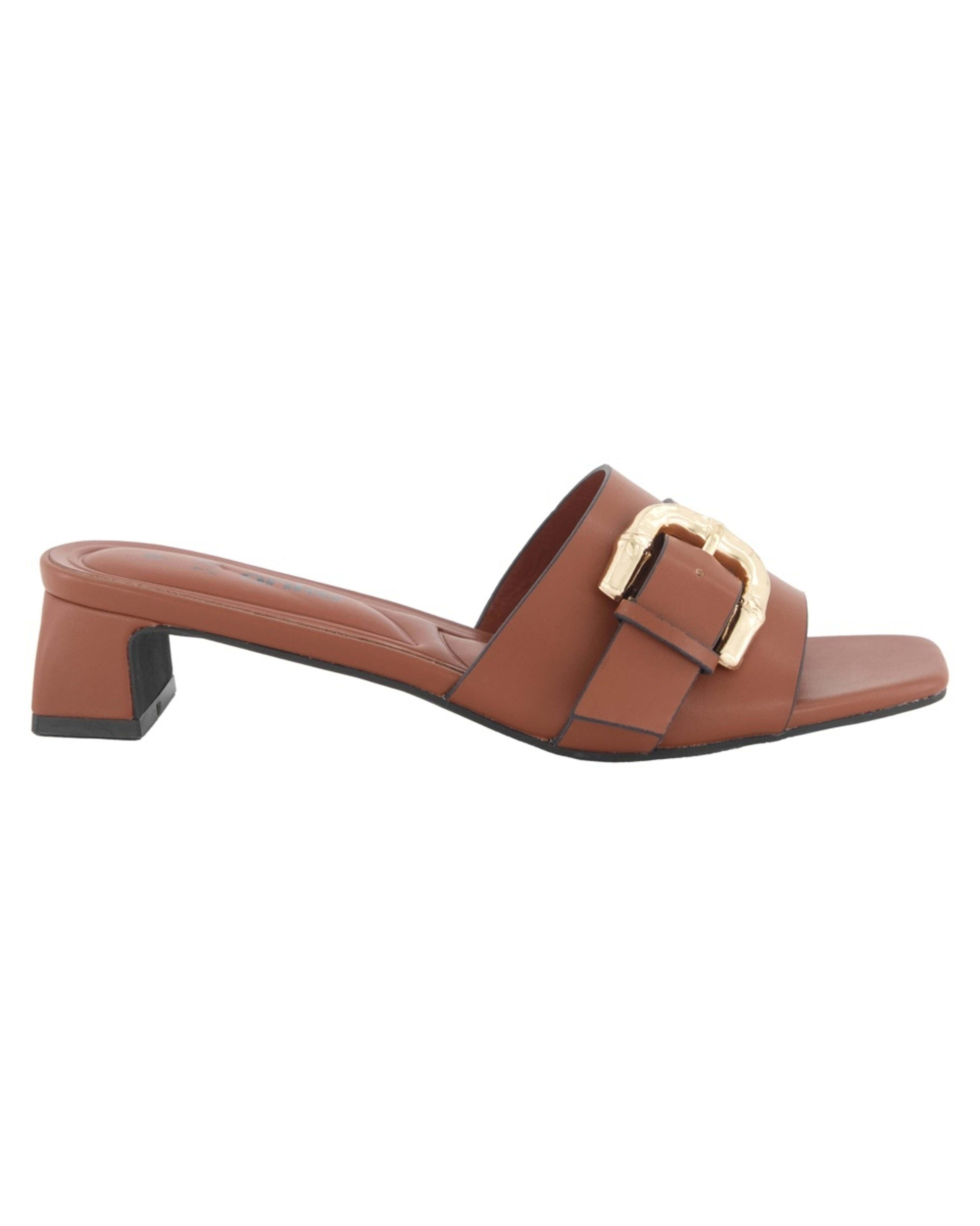 1 Buckle Low Heel Mules Tan, 1 of 5