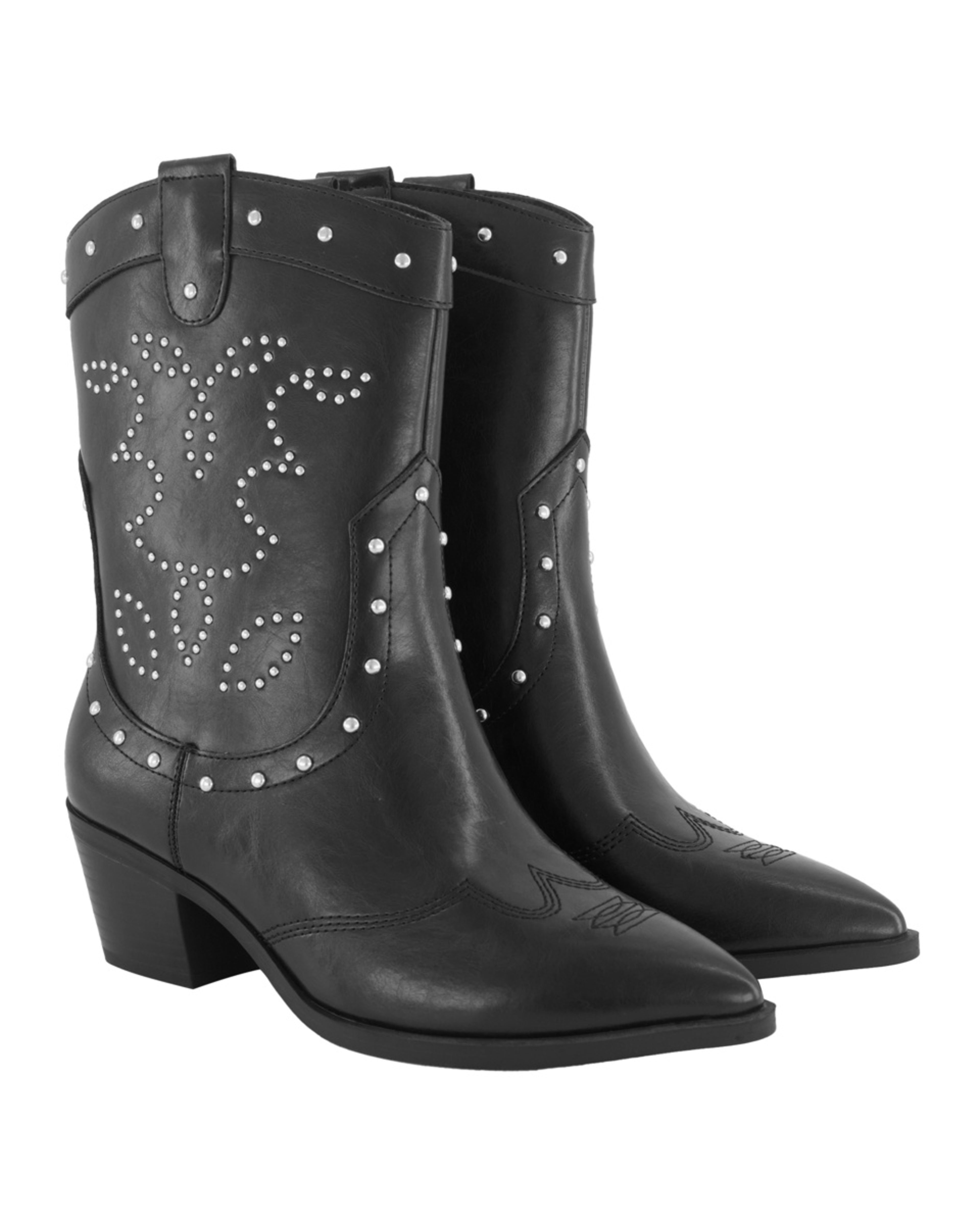 4 Western Block Heel Boots Black, 4 of 4