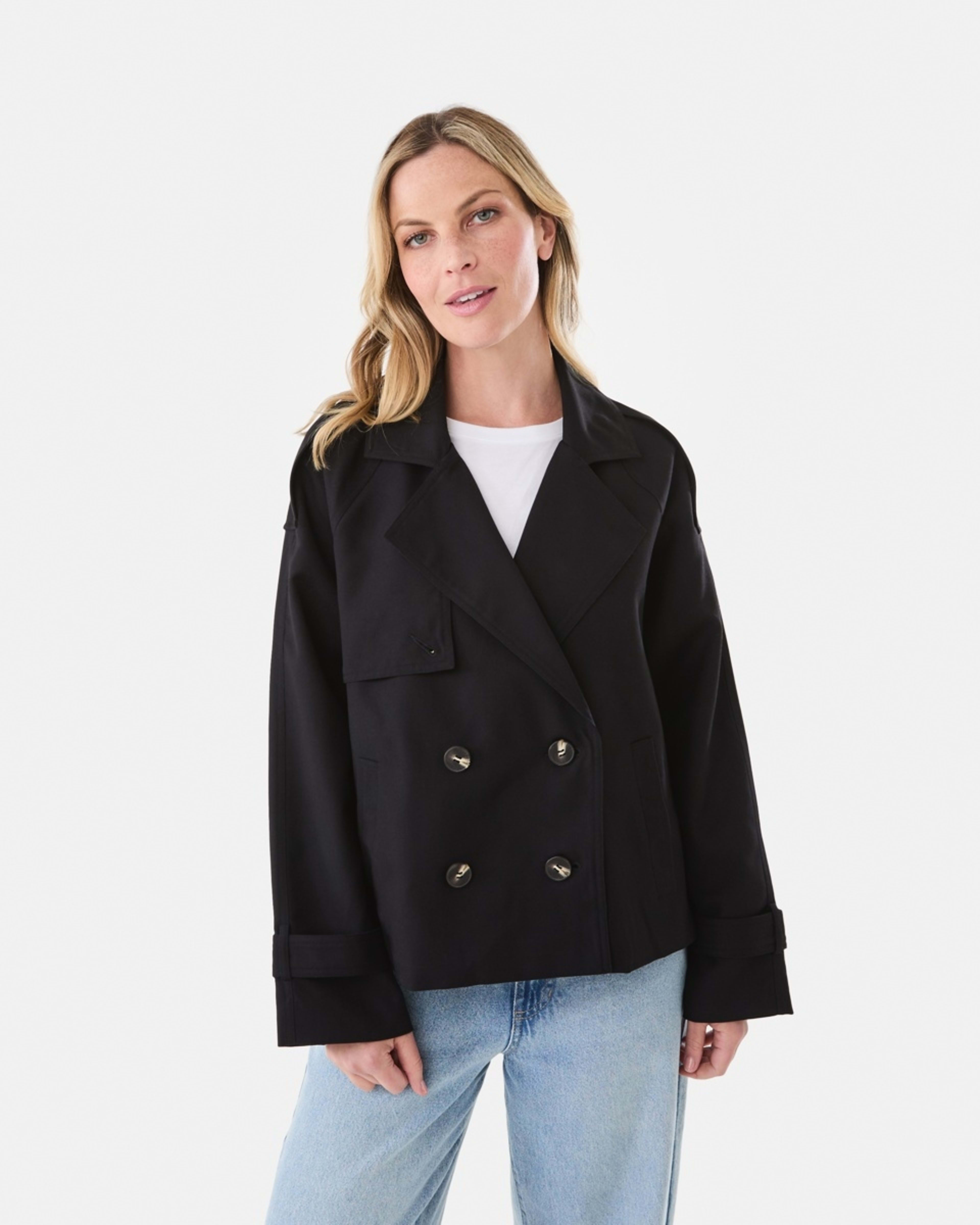 2 Crop Trench Coat Black, 2 of 8