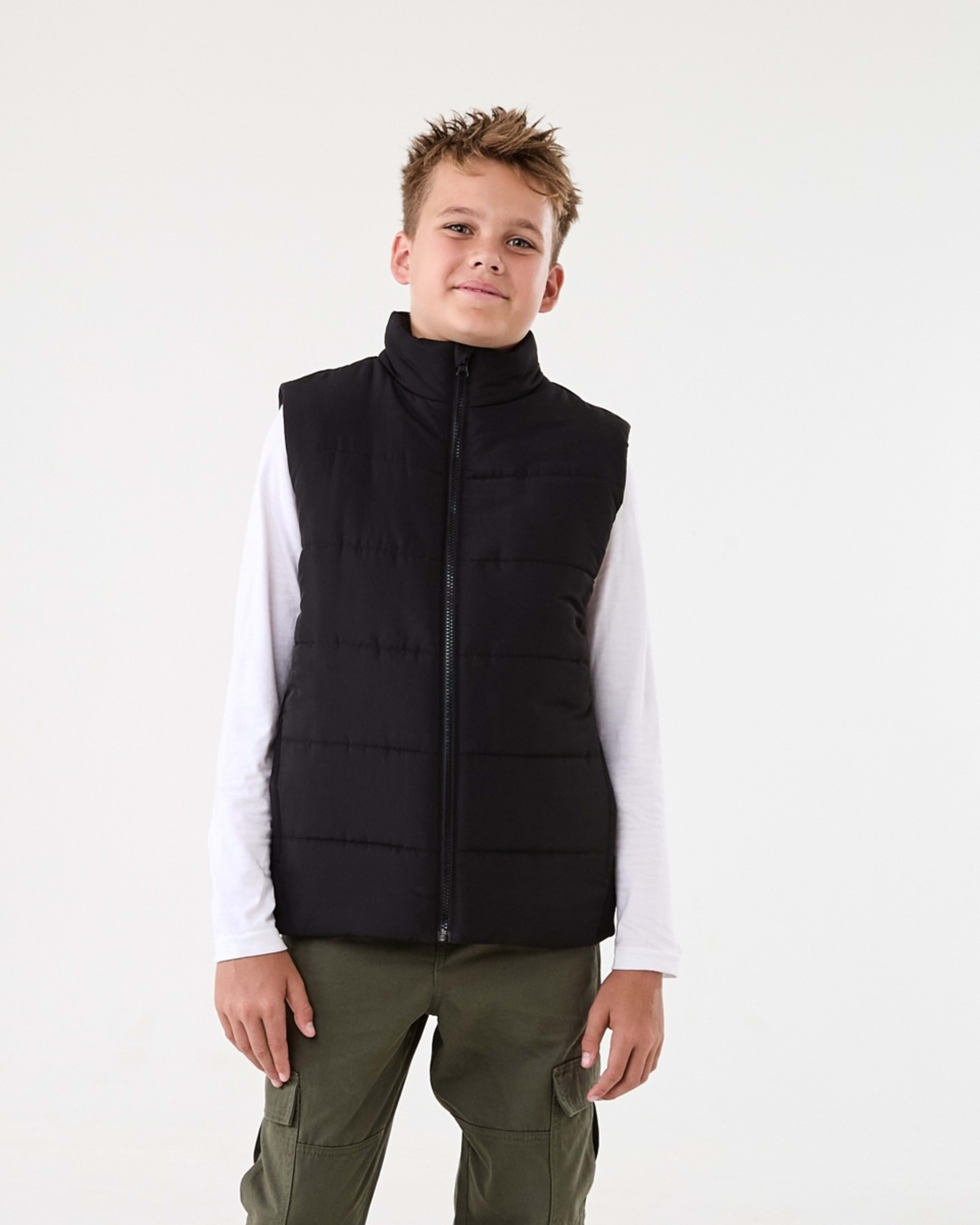 1 Basic Puffer Vest Black, 1 of 9