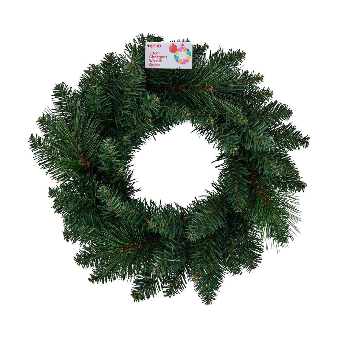 30cm Christmas Green Wreath - Kmart