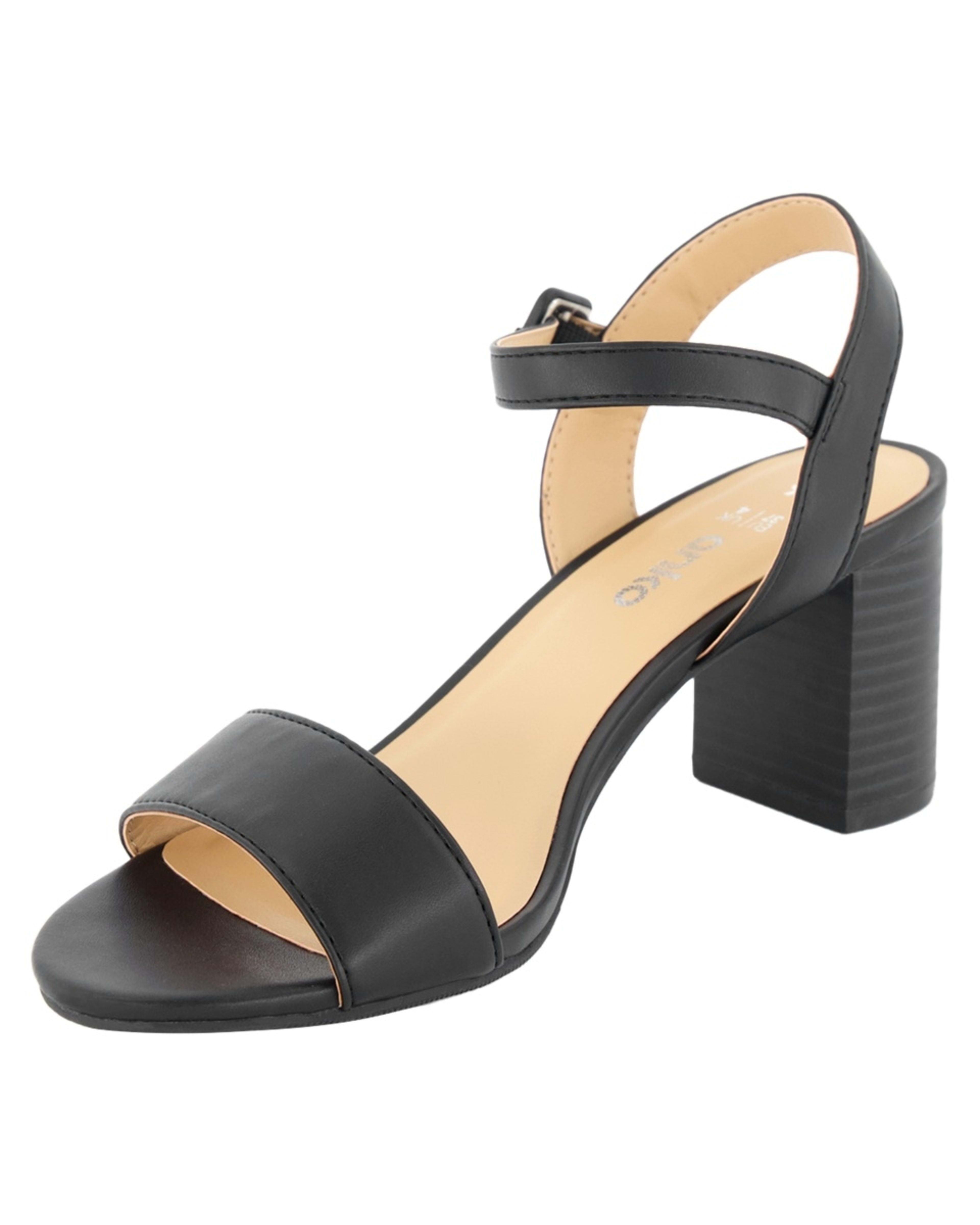 3 Basic Block Heel Dress Sandals BLACK, 3 of 5