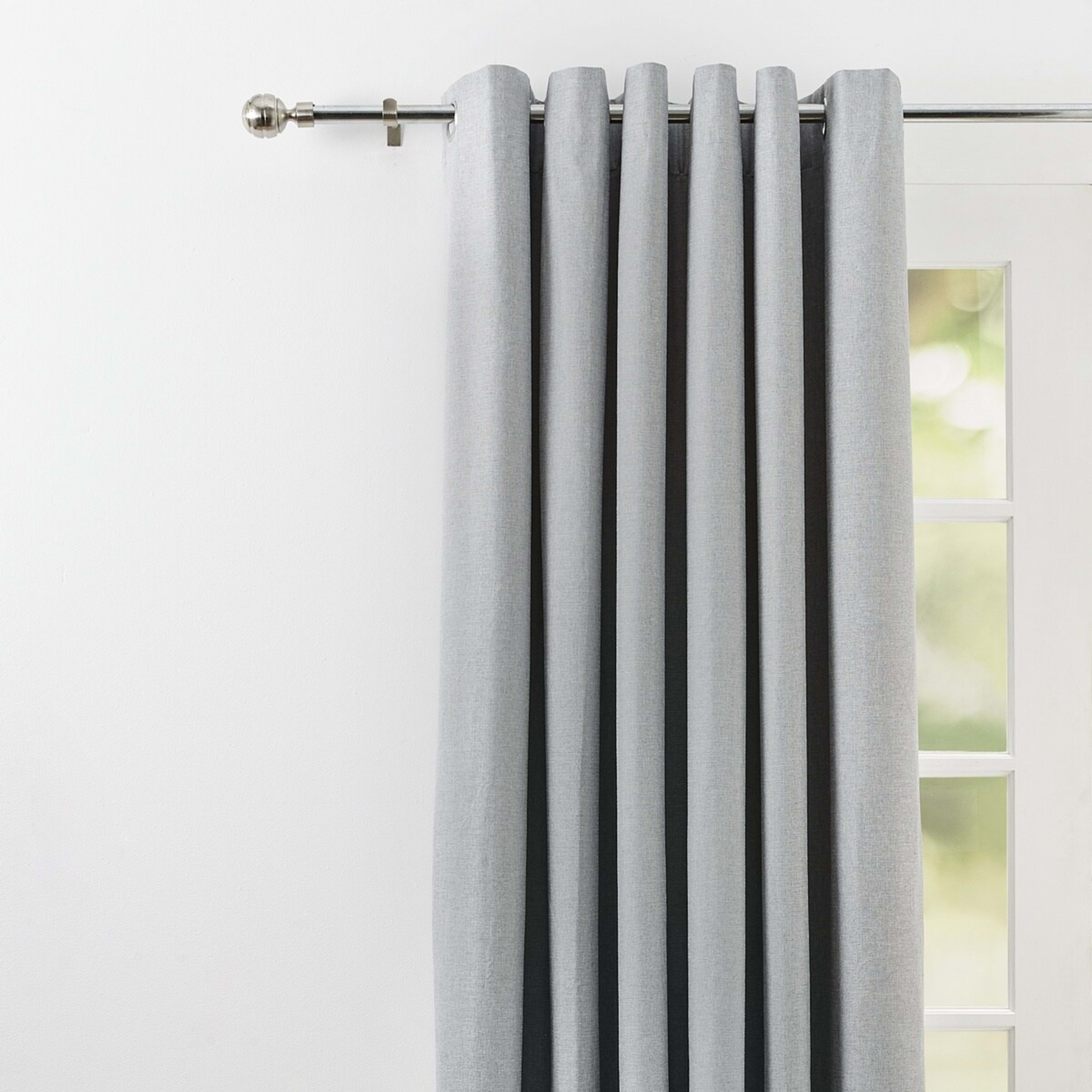 2 Monaco Double Width Eyelet Block Out Curtain - Grey, 2 of 5