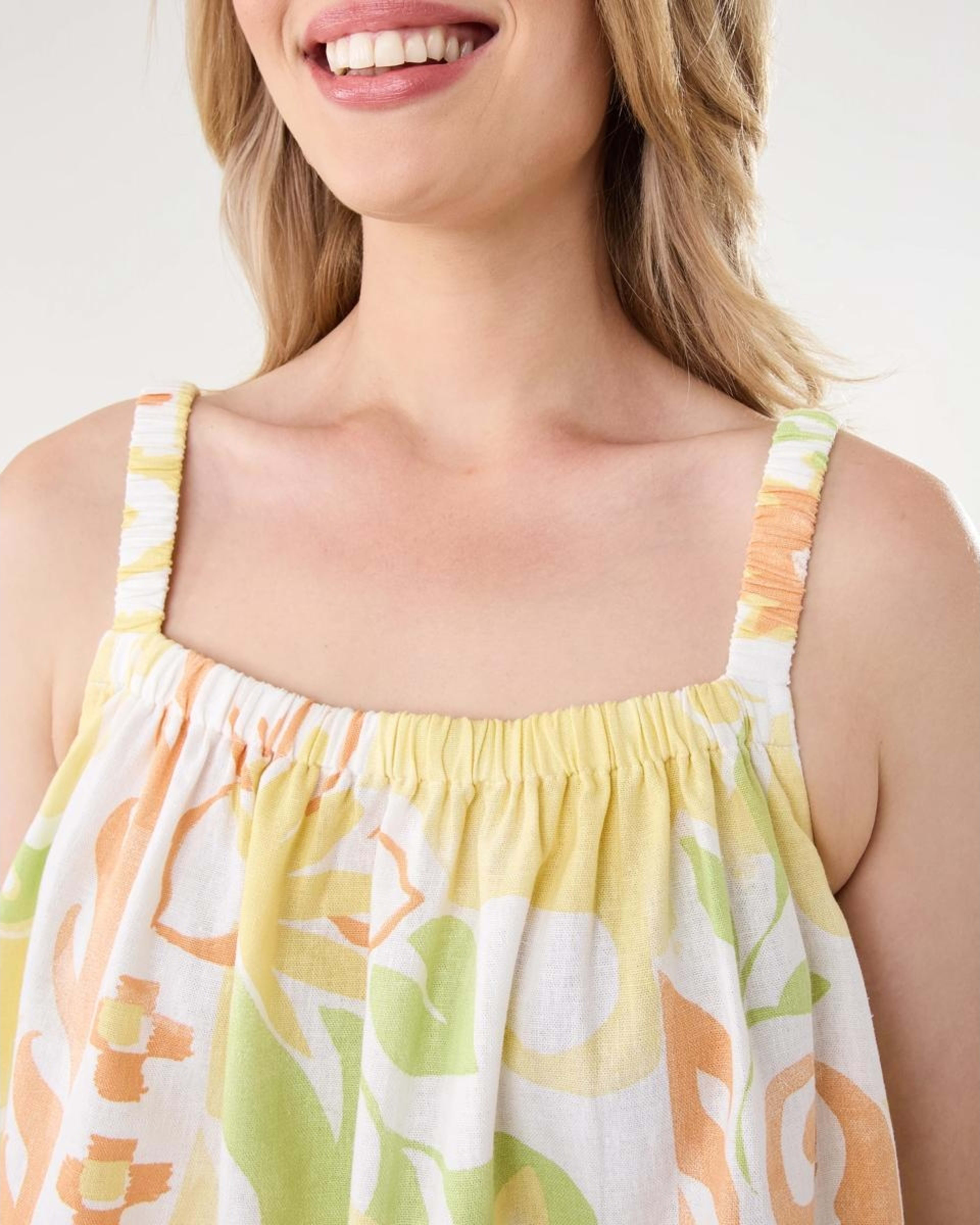 6 Sleeveless Square Neck Linen Blend Top Smmer Tile, 6 of 9