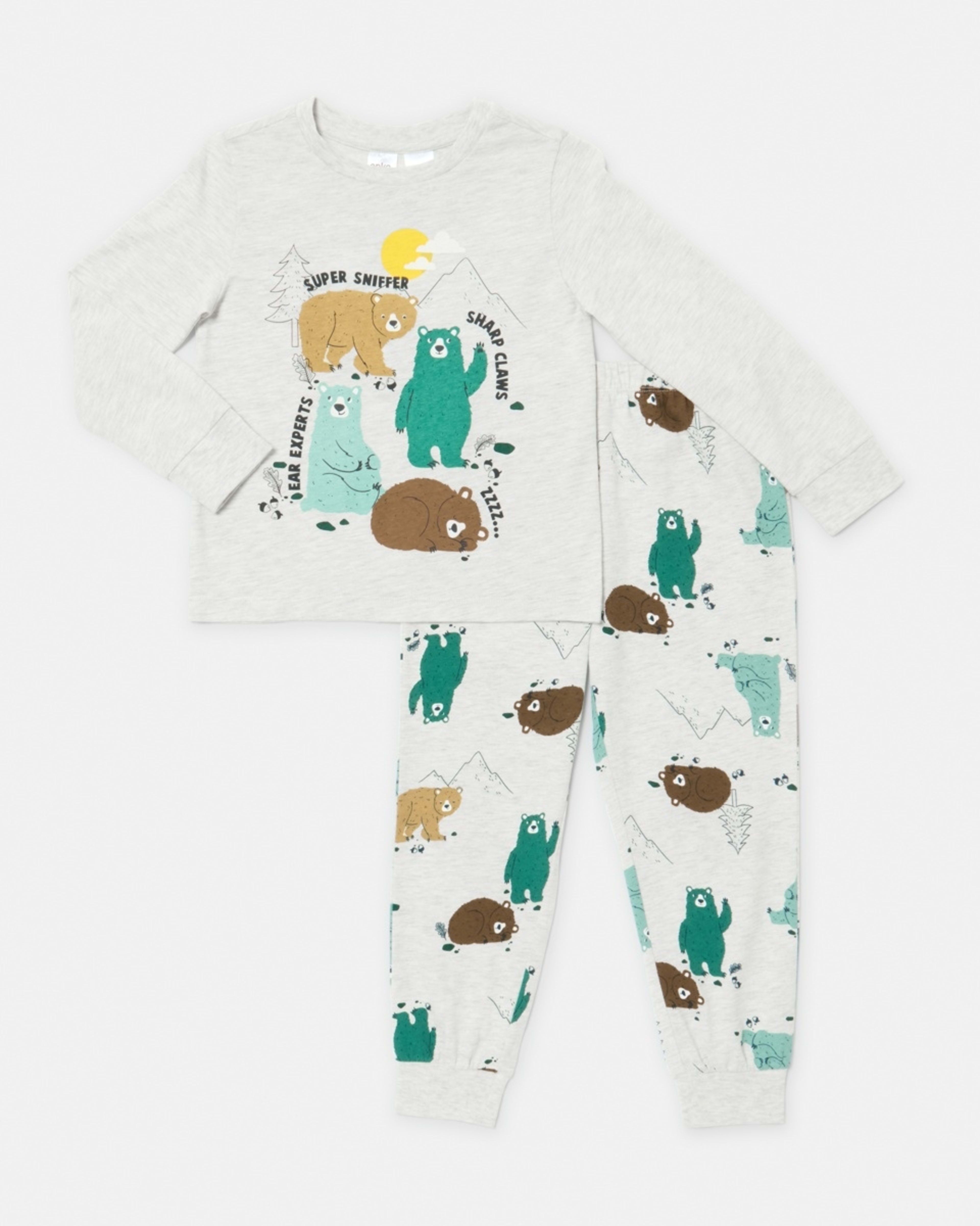 6 Jersey Pyjama Set Bear White Marle, 6 of 9
