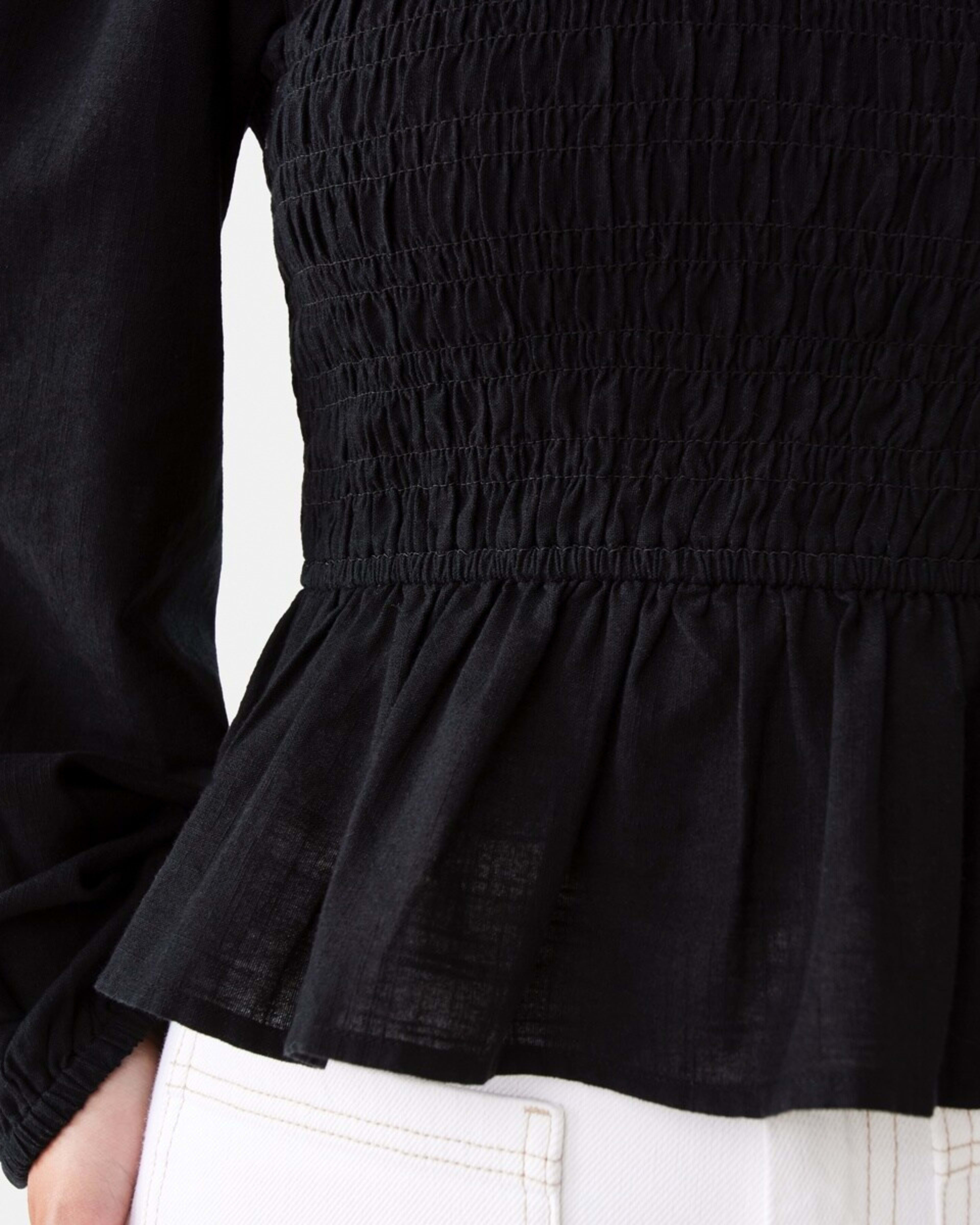 8 Long Sleeve Shirred Bodice Top Black, 8 of 9