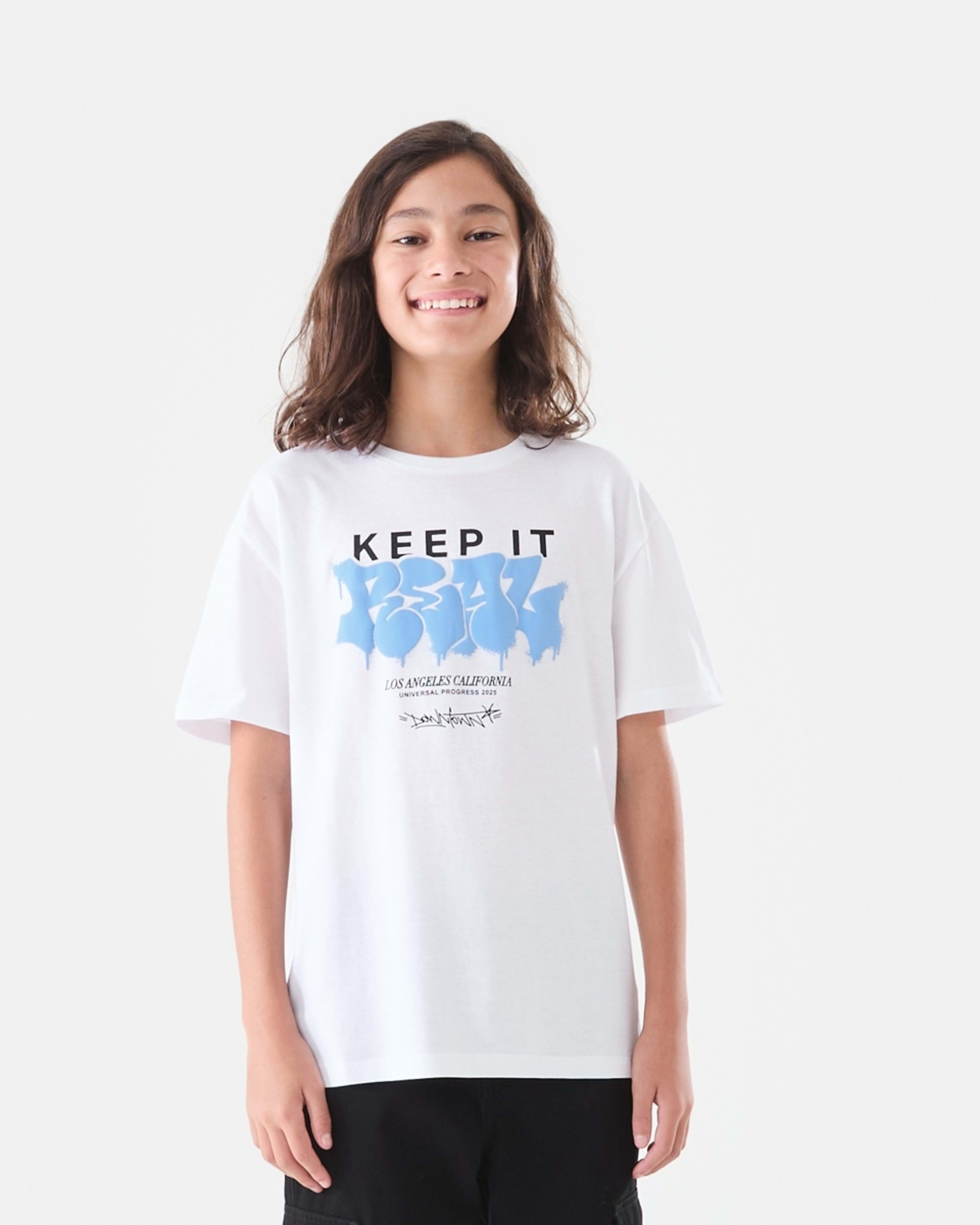 1 Short Sleeve Graphic Print T-shirt Wht Graff