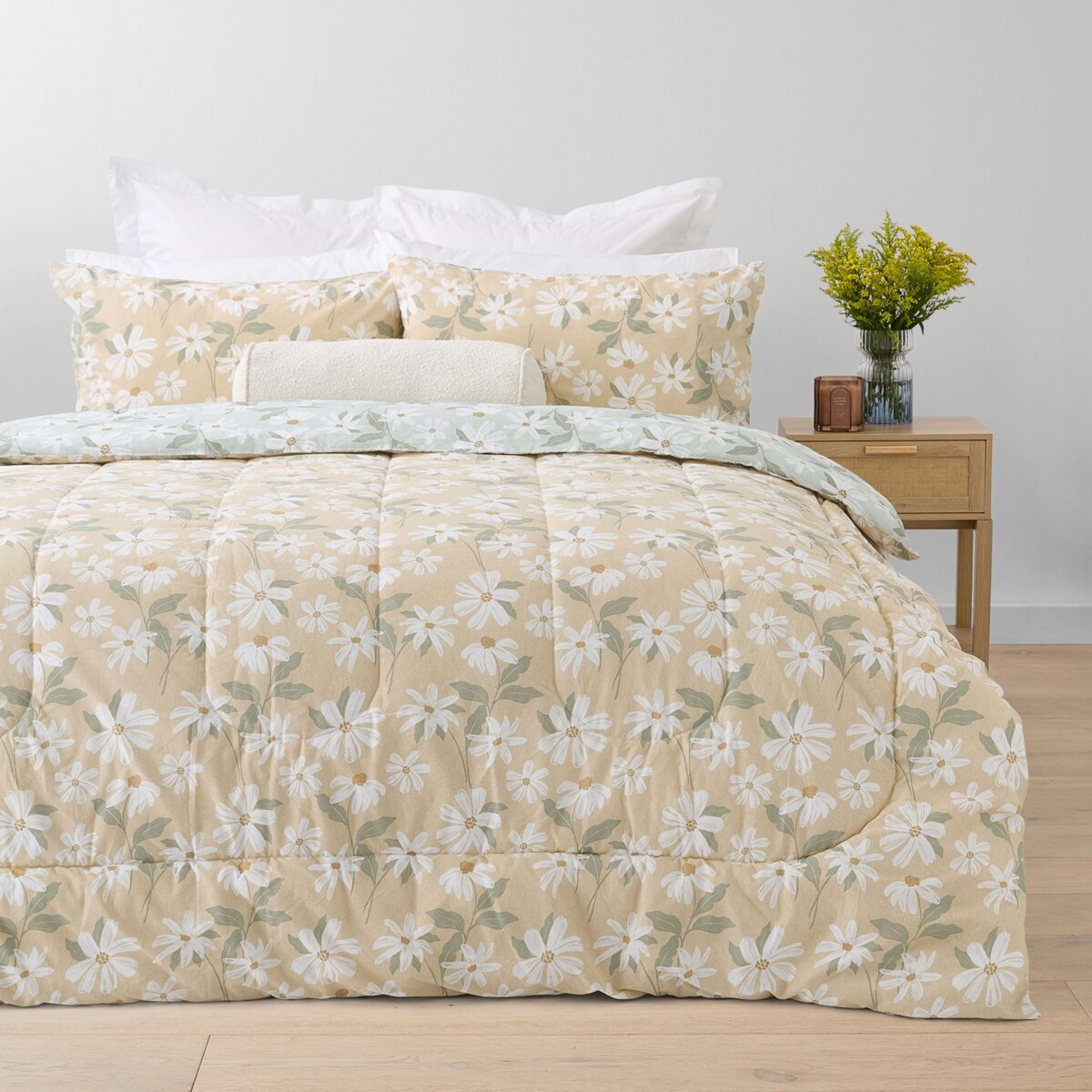 1 Talia Cotton Rich Reversible Comforter Set - Queen Bed