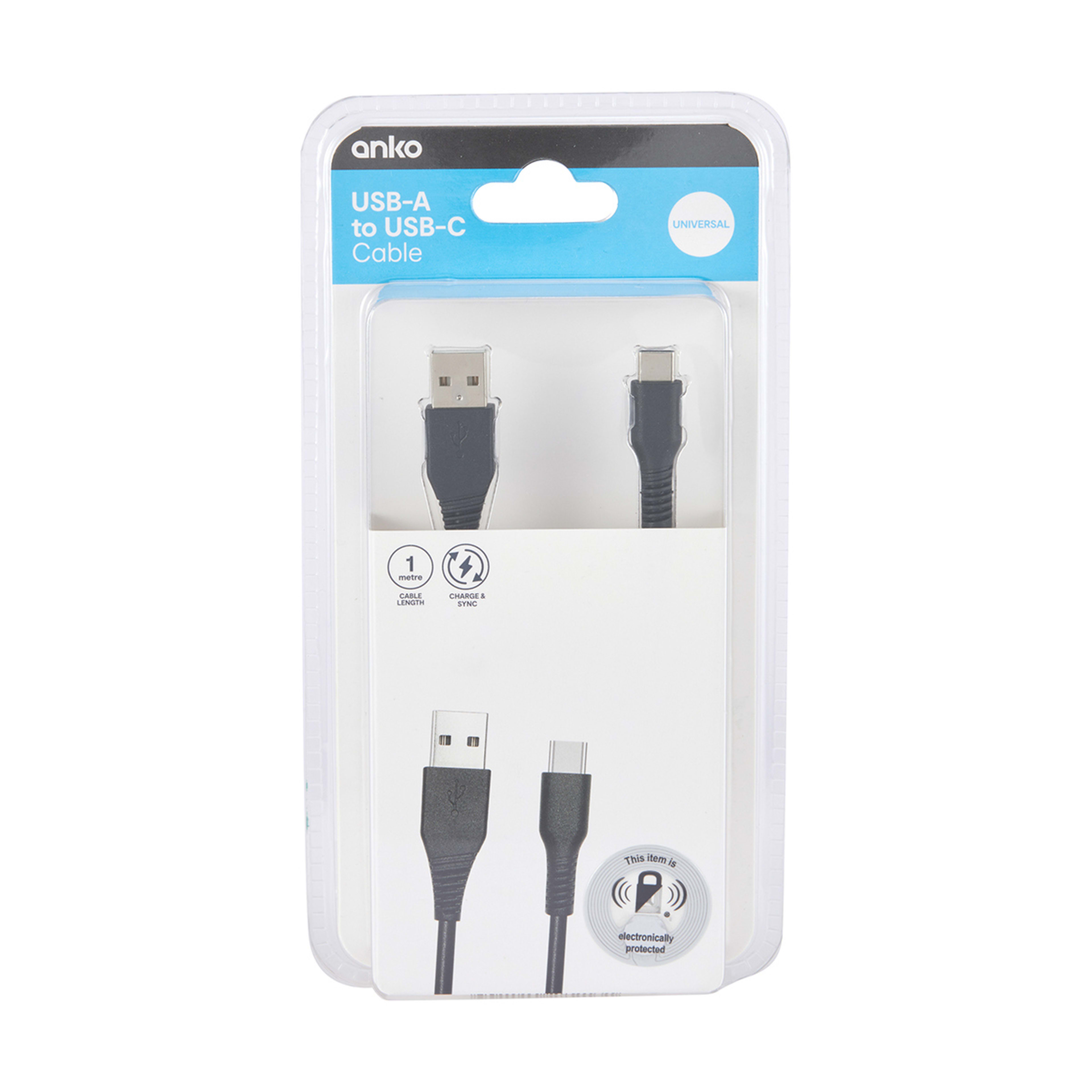 4 USB-A to USB-C Cable - 1m, Black, 4 of 4