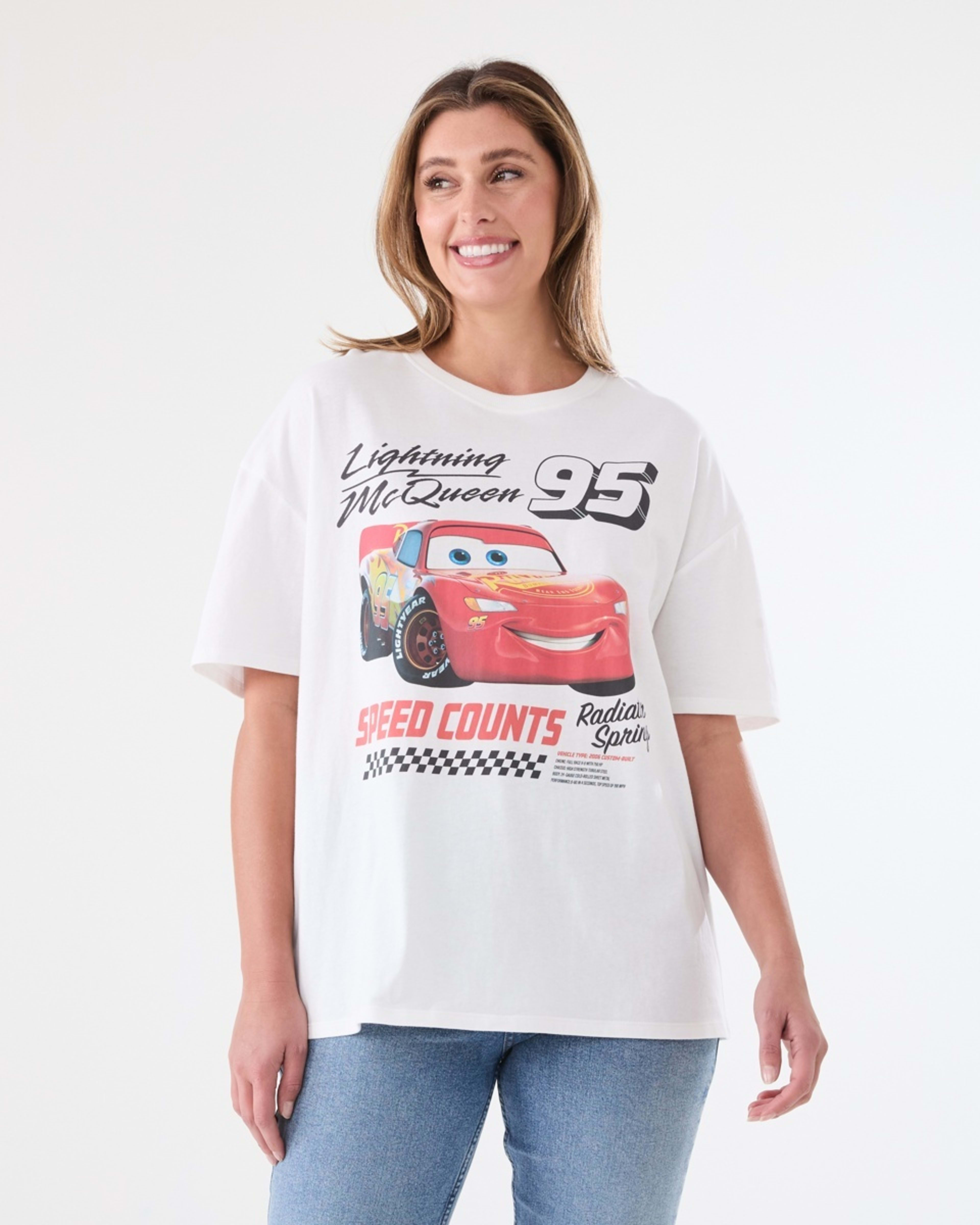 1 Cars Lightning McQueen License Short Sleeve T-shirt CARS WHITE