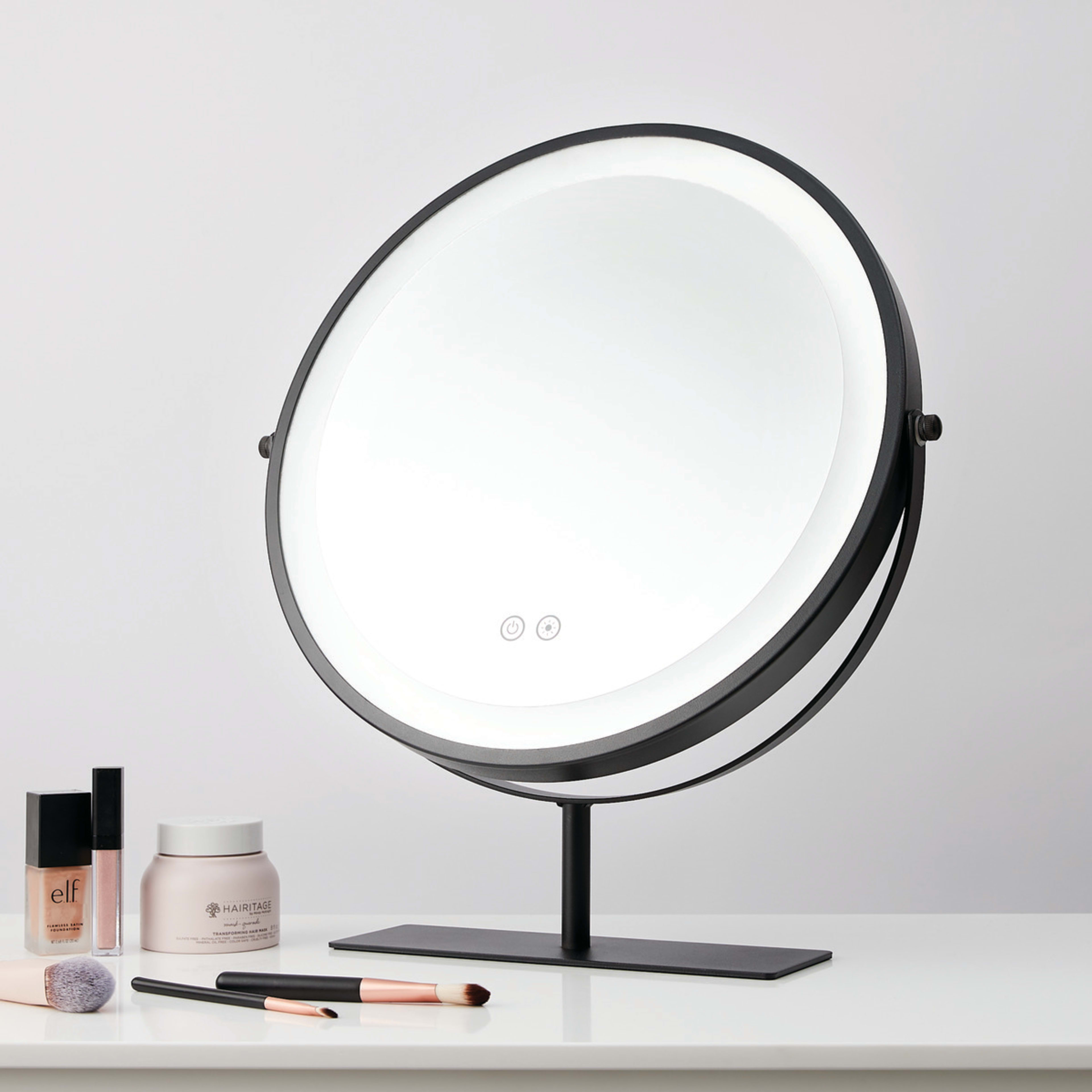 Round Black LED Mirror Kmart