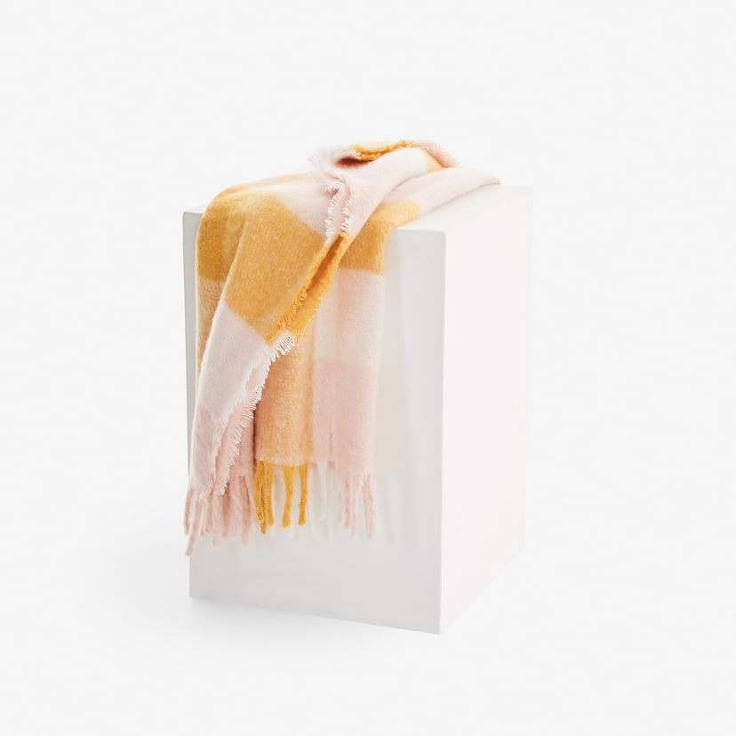 Check Woven Throw Pink and Mustard Kmart