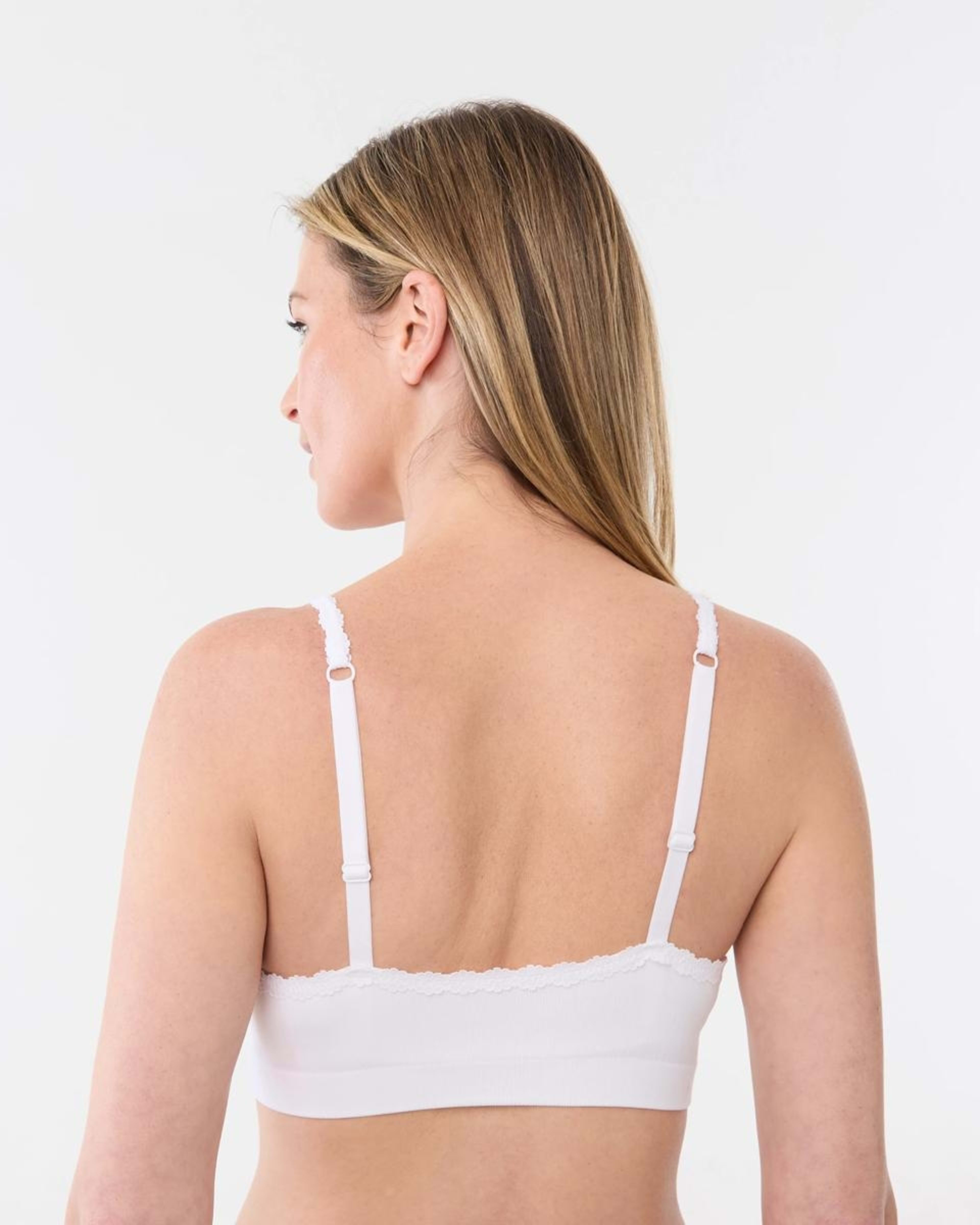 3 Wirefree Seamfree Lace Trim Push Up Bra WHITE, 3 of 5
