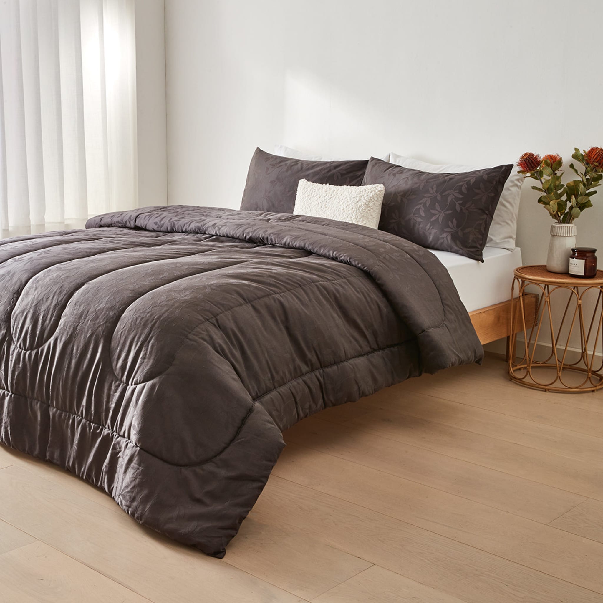 Mya Comforter Set King Bed, Charcoal Kmart