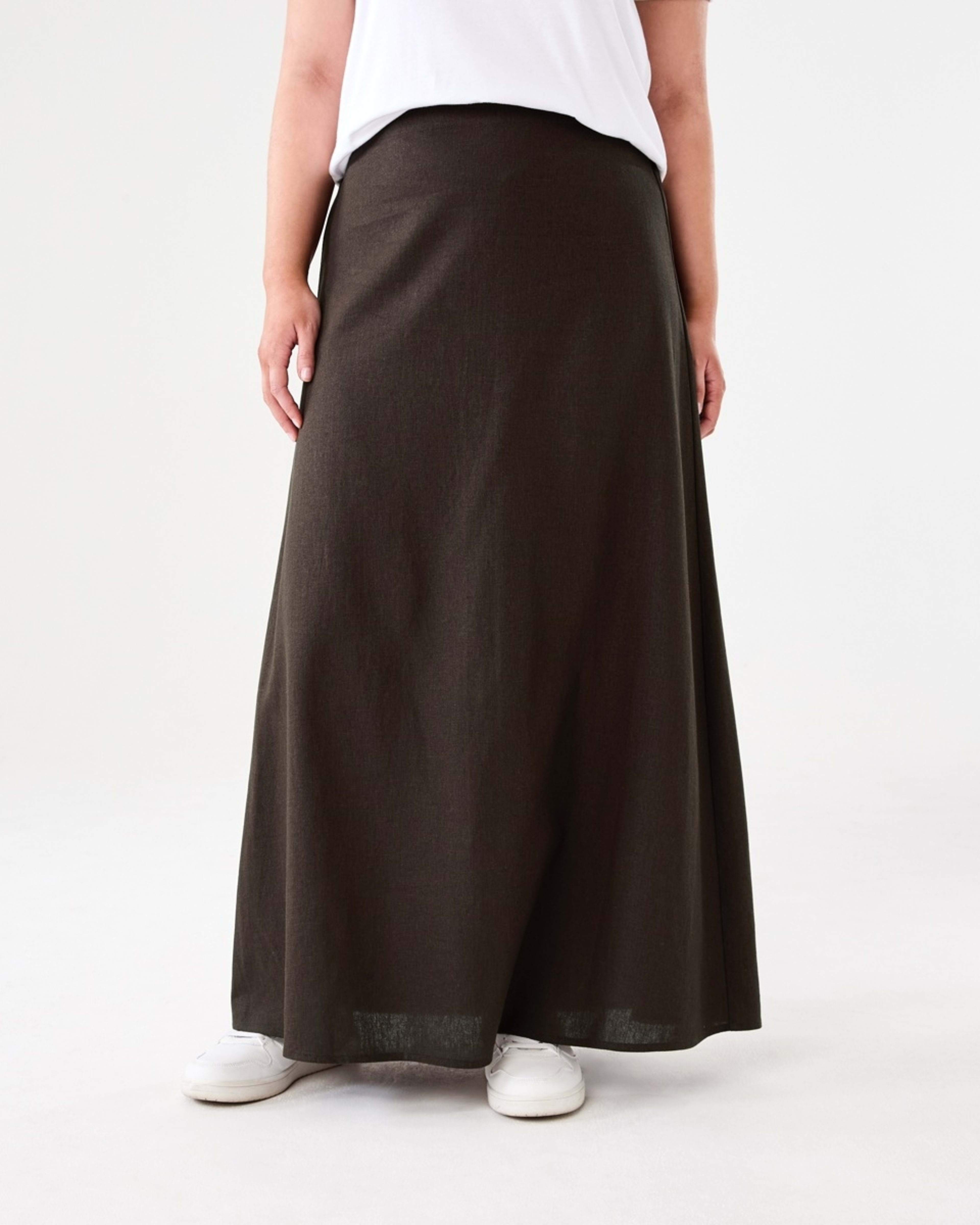 1 Linen Blend Maxi Skirt MELTED CHOCOLATE