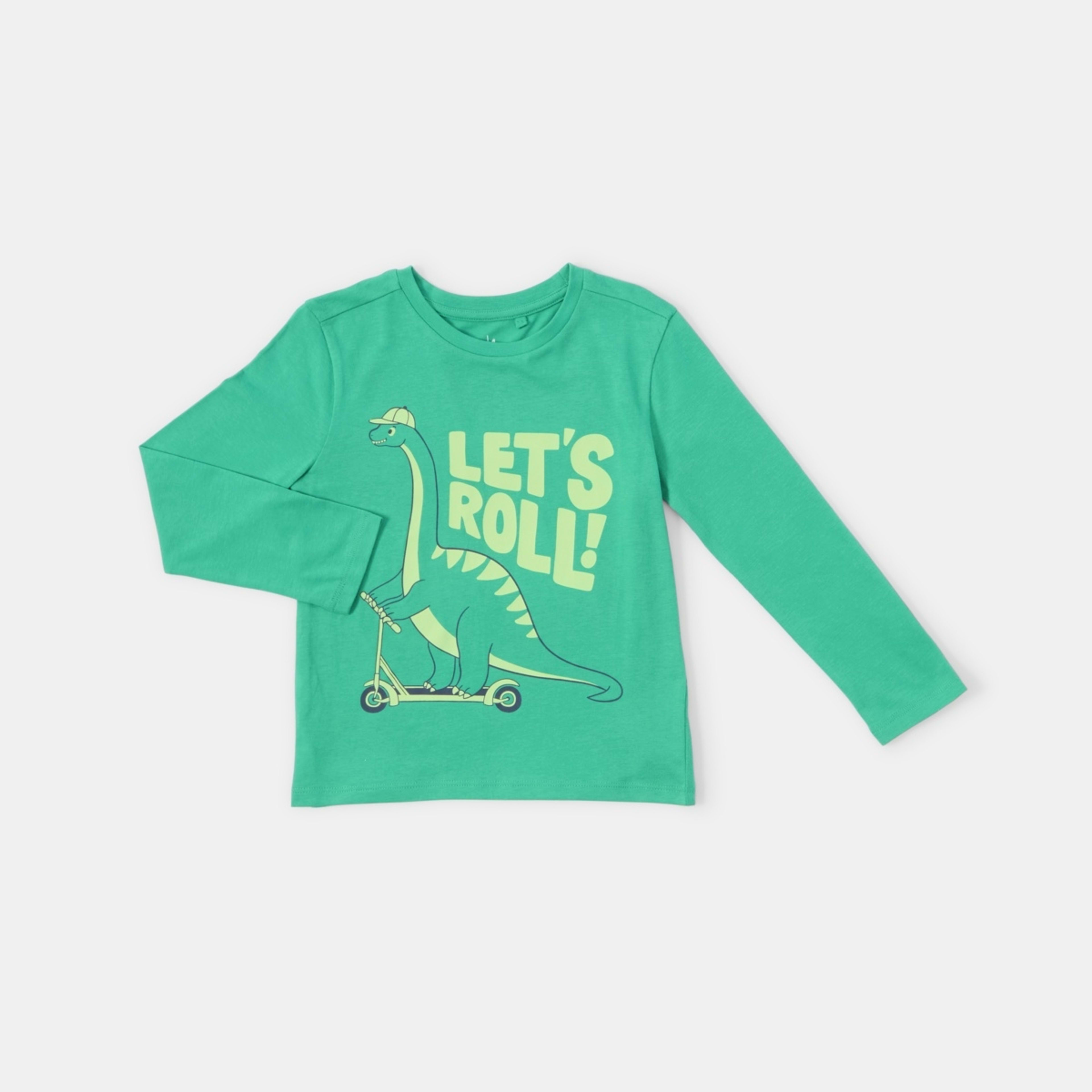 7 Long Sleeve Print T-shirt Dino Roller Green, 7 of 8