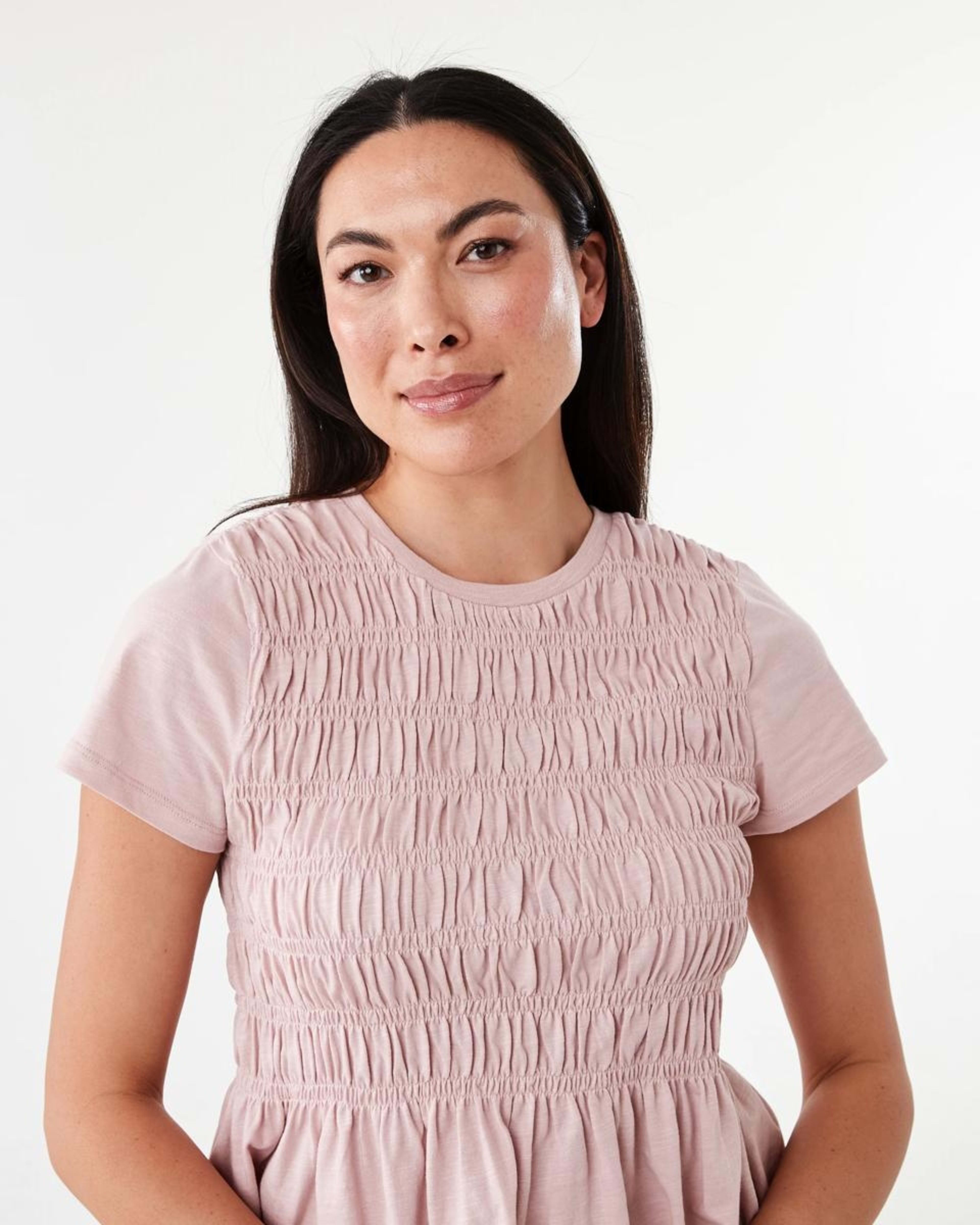 4 Short Sleeve Shirred Top Soft Prpl, 4 of 6