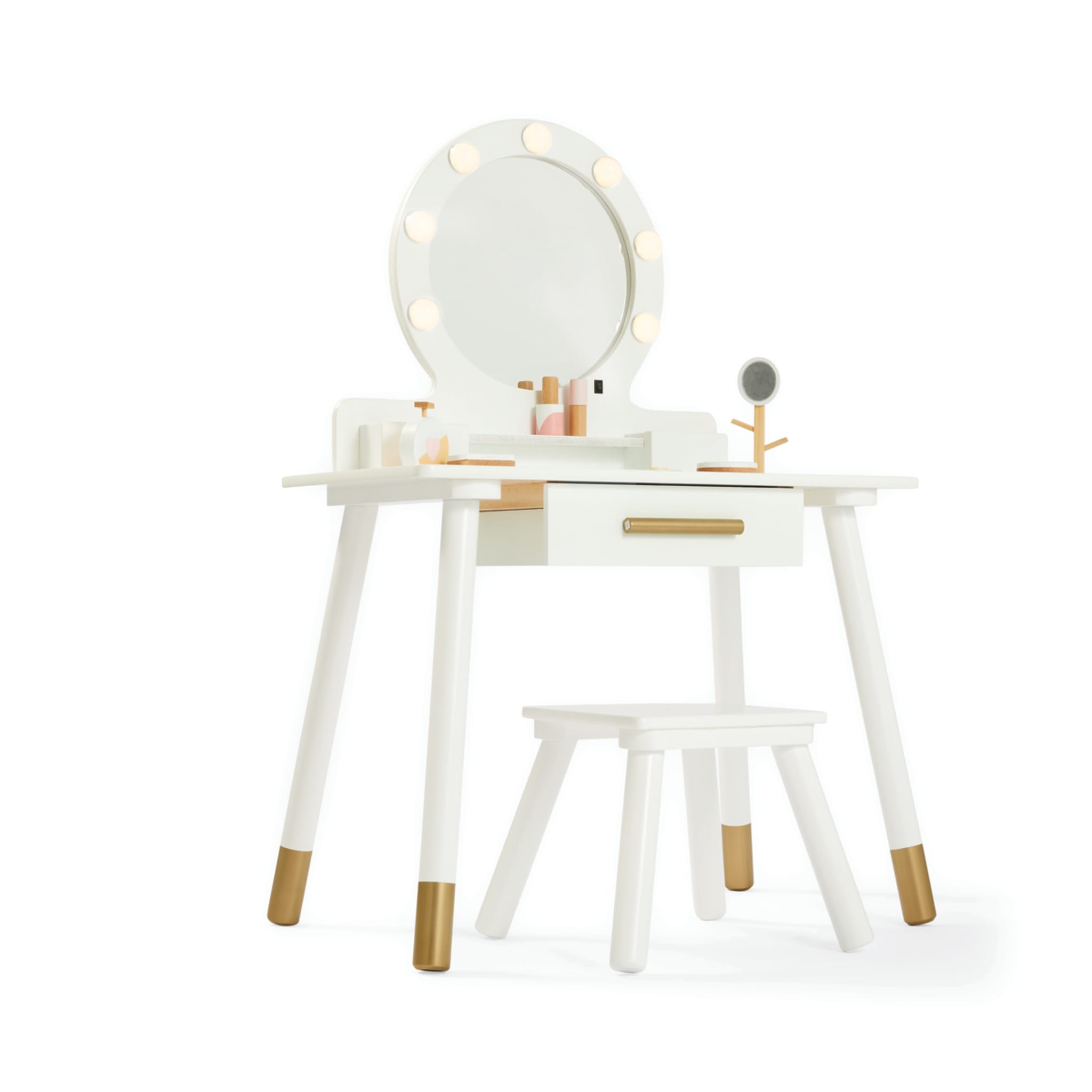 9 Piece Deluxe Wooden Light Up Vanity and Accessories Kmart