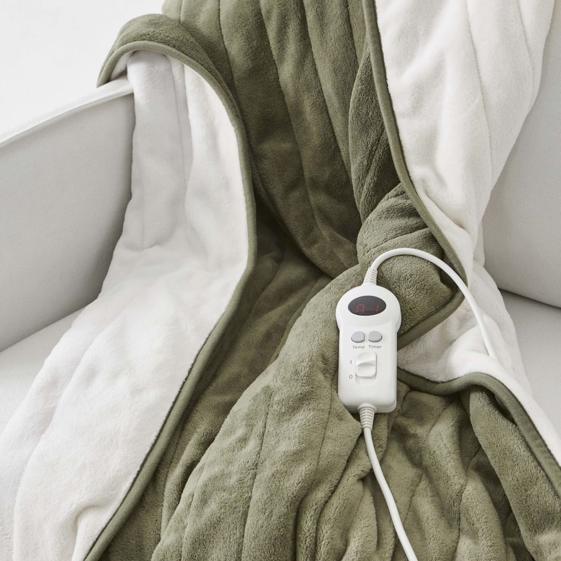 Heated Throw Green and Cream Kmart NZ