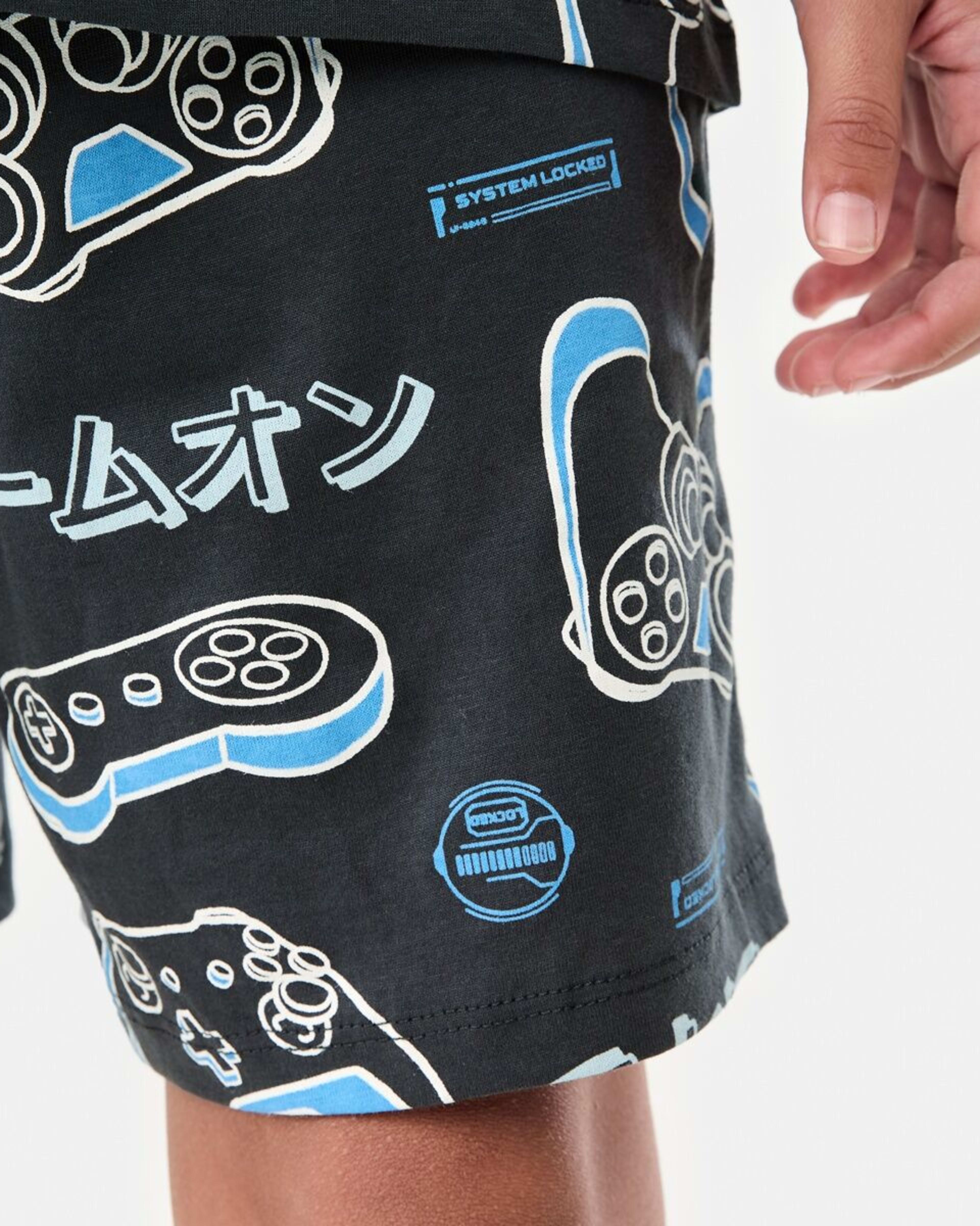 6 Short Sleeve Jersey Pyjama Set GREY GAMING, 6 of 10