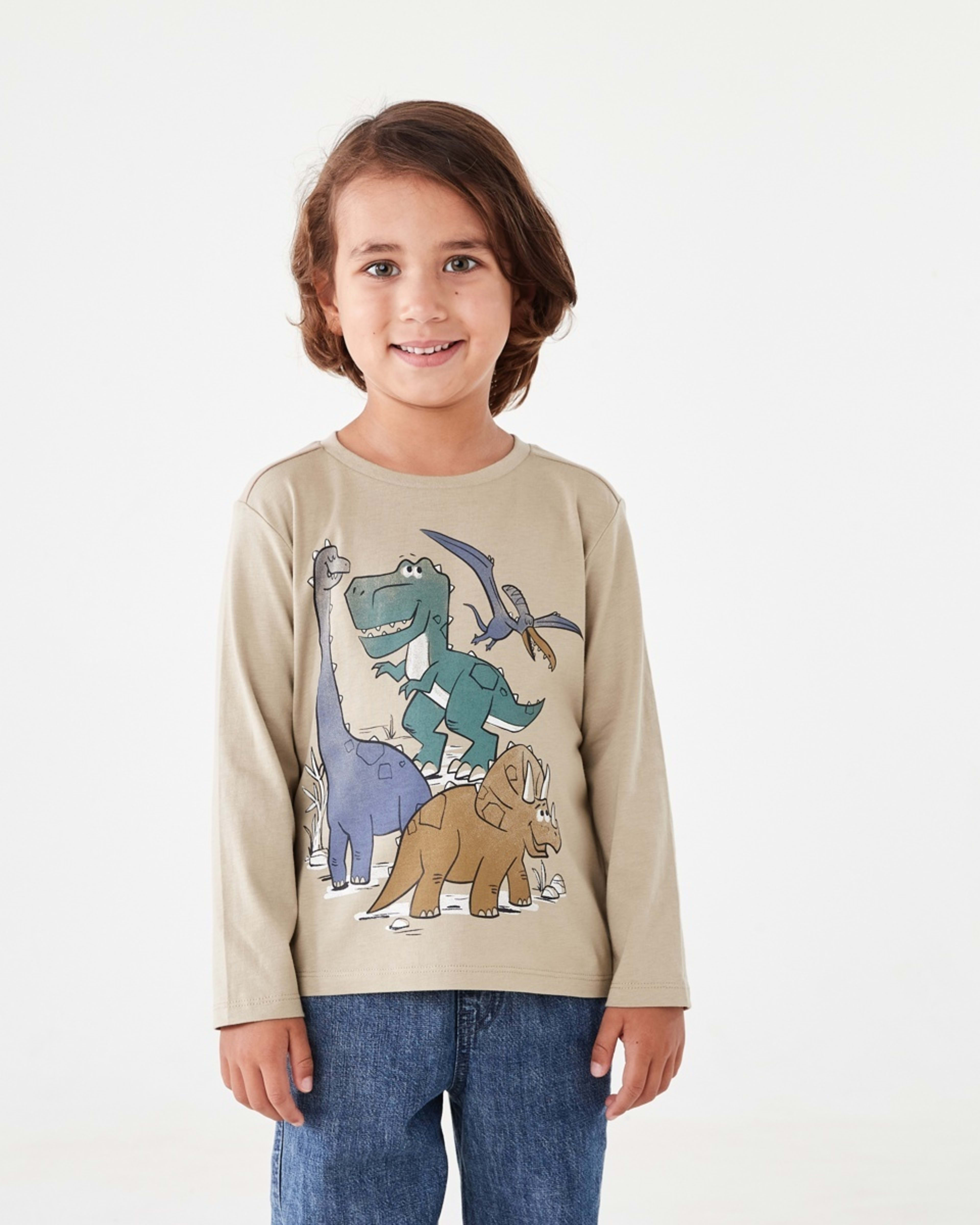 1 Long Sleeve Print T-shirt Bge Dino, 1 of 8