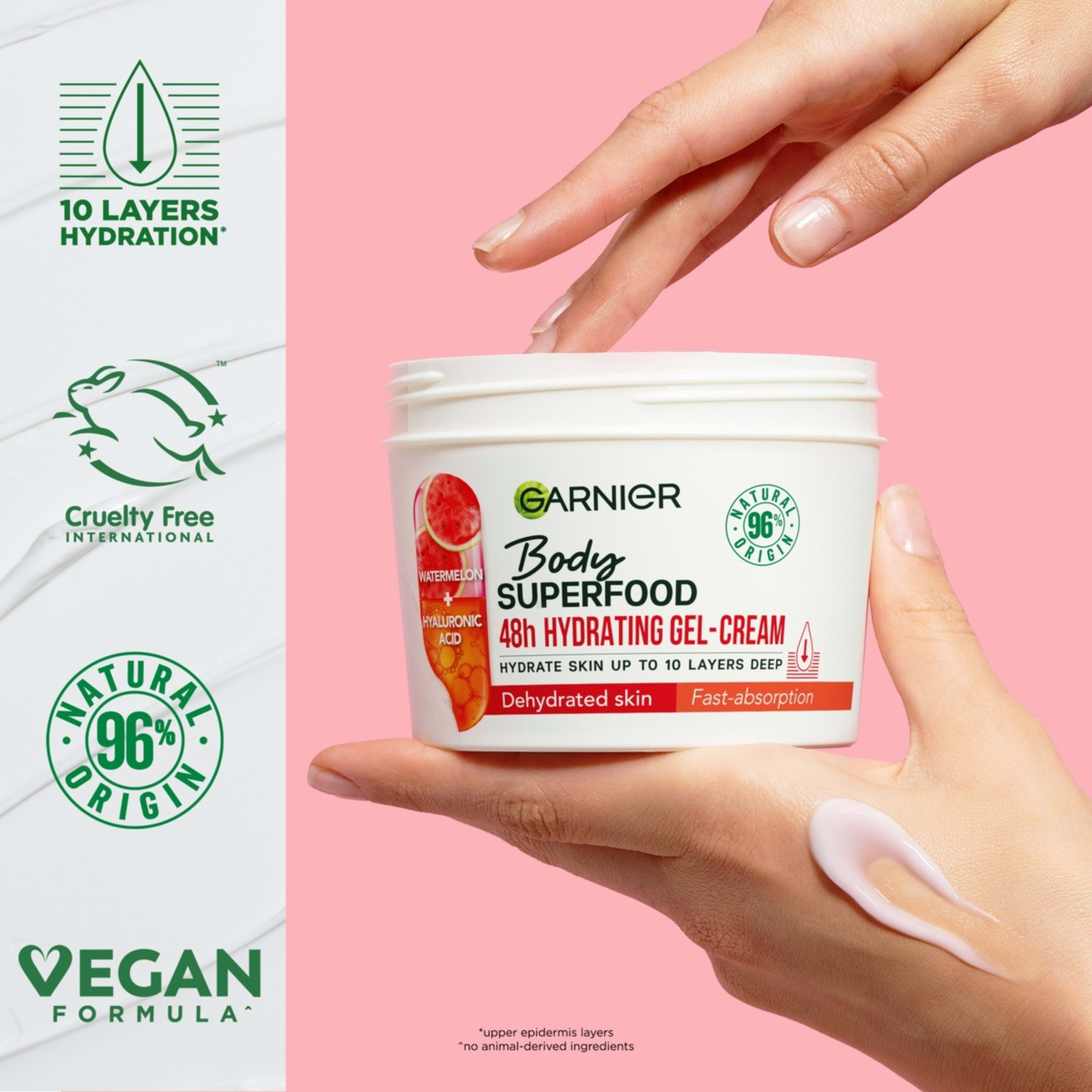 3 Garnier Body Superfood 48H Hydrating Gel-Cream - Watermelon and Hyaluronic Acid, 3 of 8