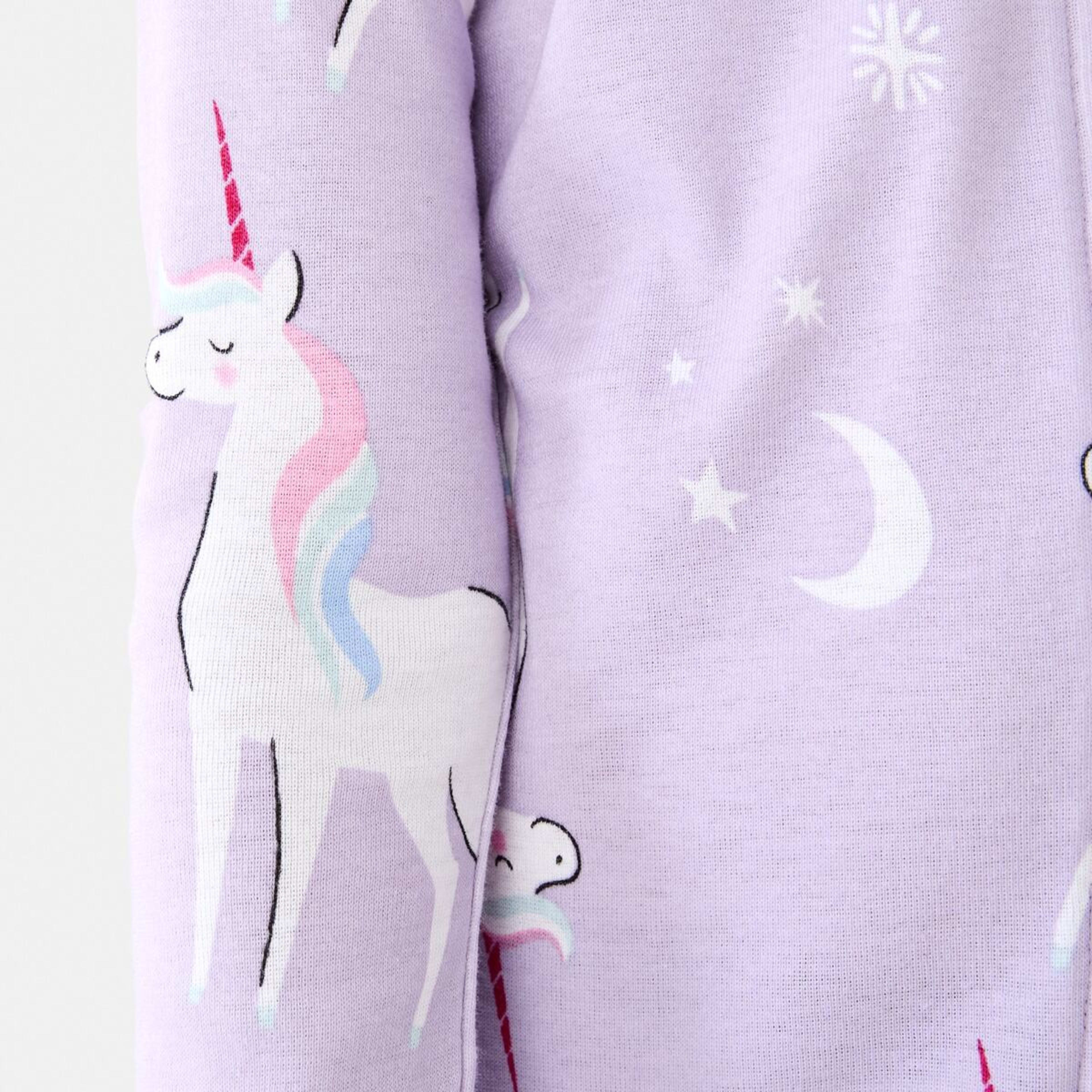 5 Rib All-In-One Sleepsuit Purple Unicorn, 5 of 9