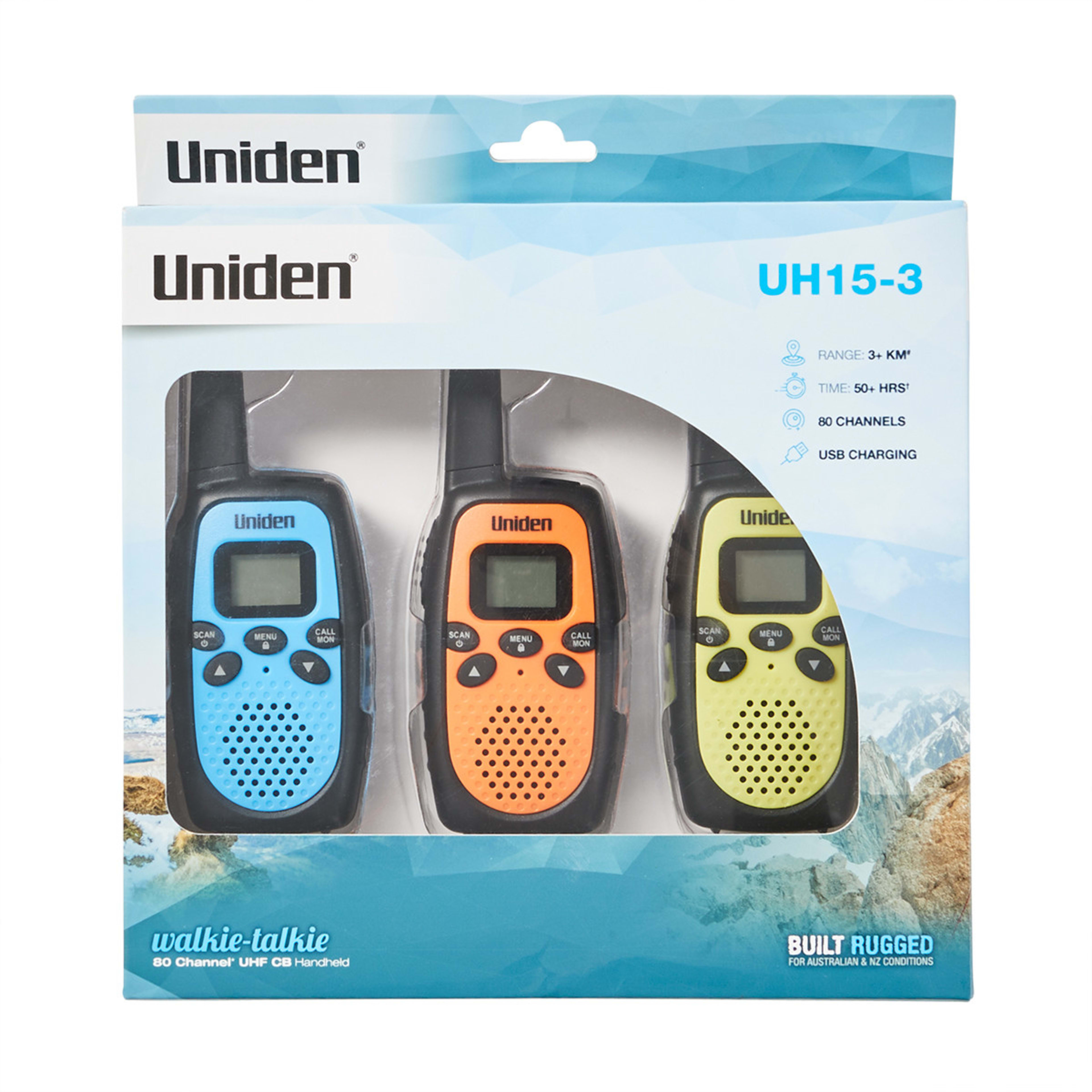 3 Pack Uniden UH153 Triple Colour UHF 2Way Radios Kmart