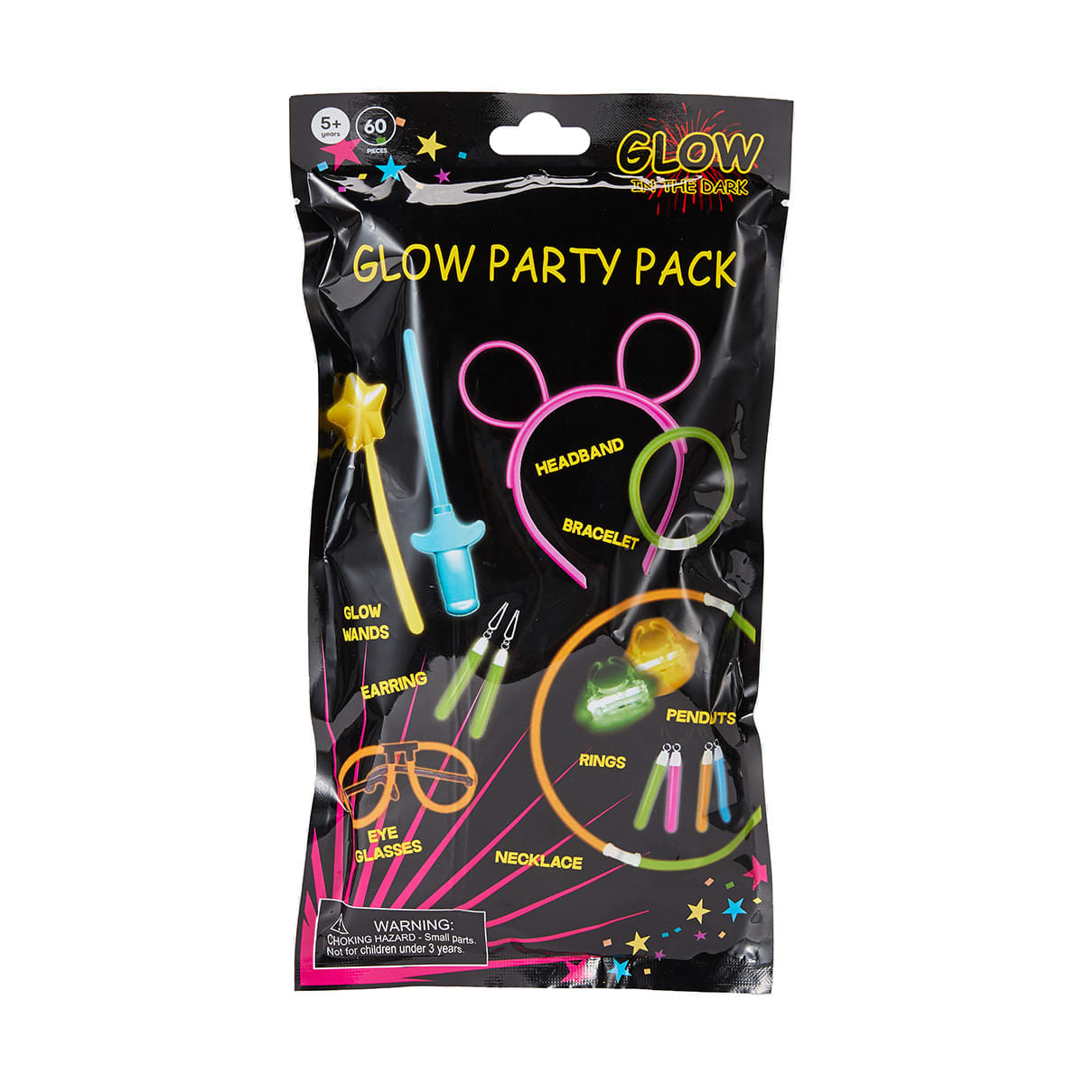 60 Piece Glow Party Pack Kmart
